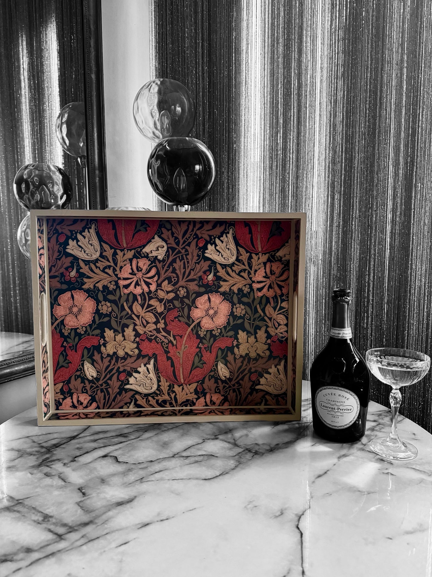 Belgravia - Ottoman tray available in 4 x sizes - Decoupage in Compton/Morris & Co in burnt orange/brown colourway