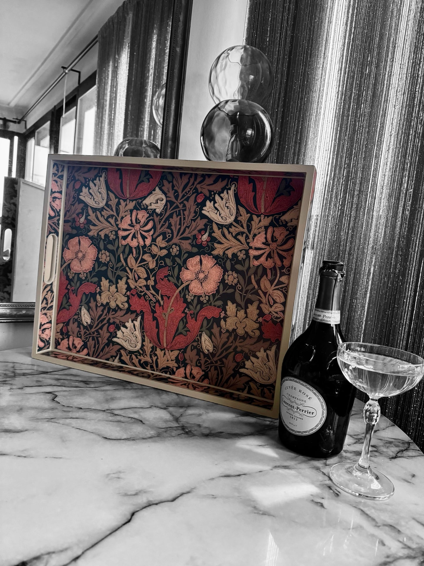 Belgravia - Ottoman tray available in 4 x sizes - Decoupage in Compton/Morris & Co in burnt orange/brown colourway