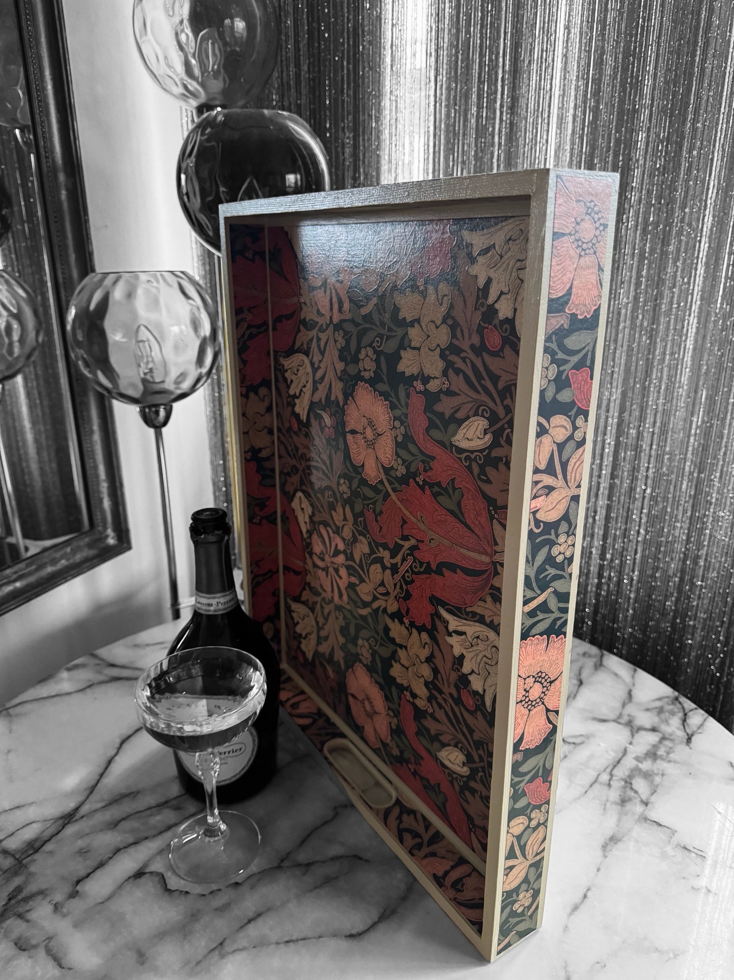 Belgravia - Ottoman tray available in 4 x sizes - Decoupage in Compton/Morris & Co in burnt orange/brown colourway