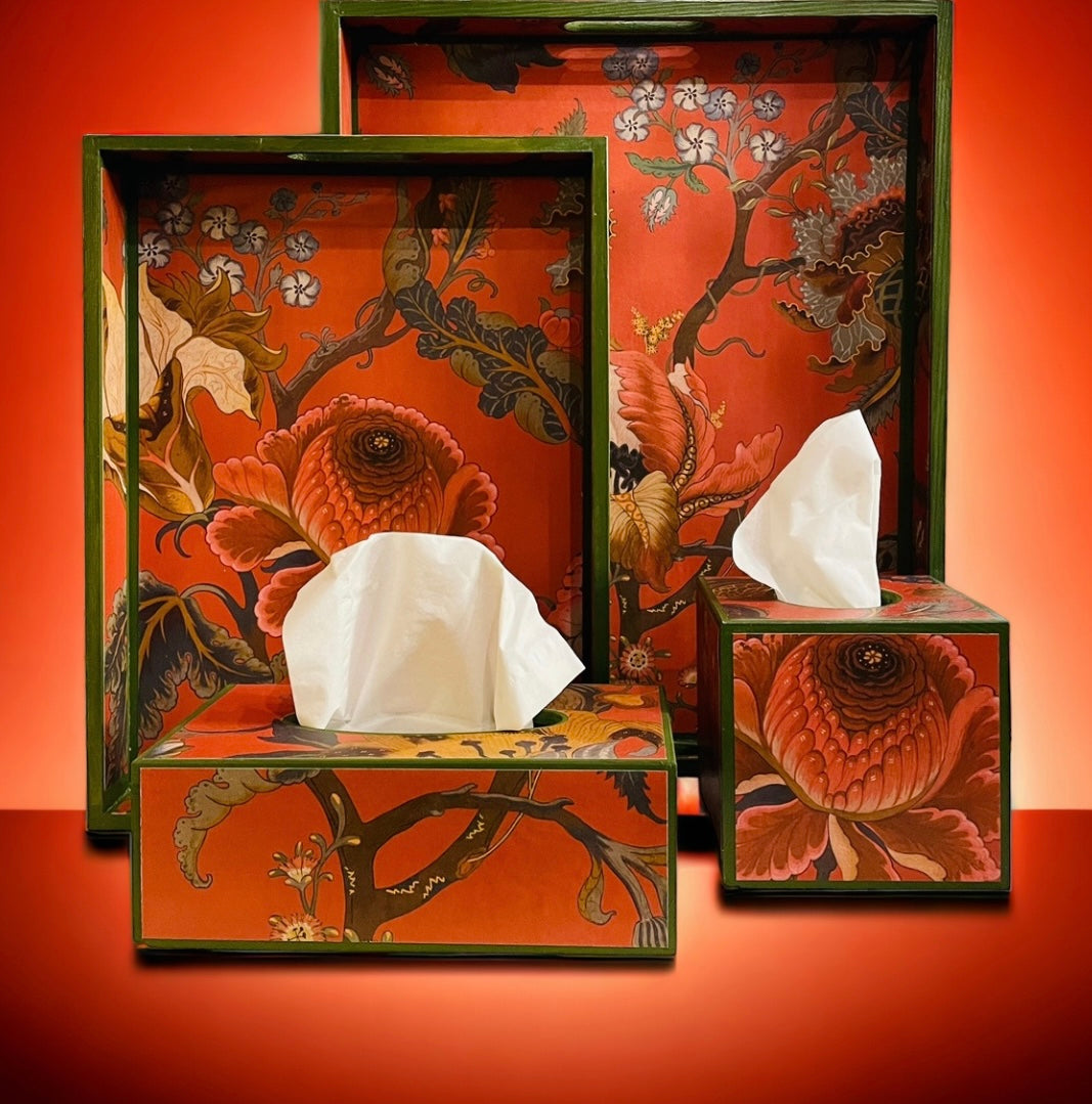 Shoreditch - Ottoman tray available in 4 x sizes - Decoupage in Artemis by Hackney in sienna colourway