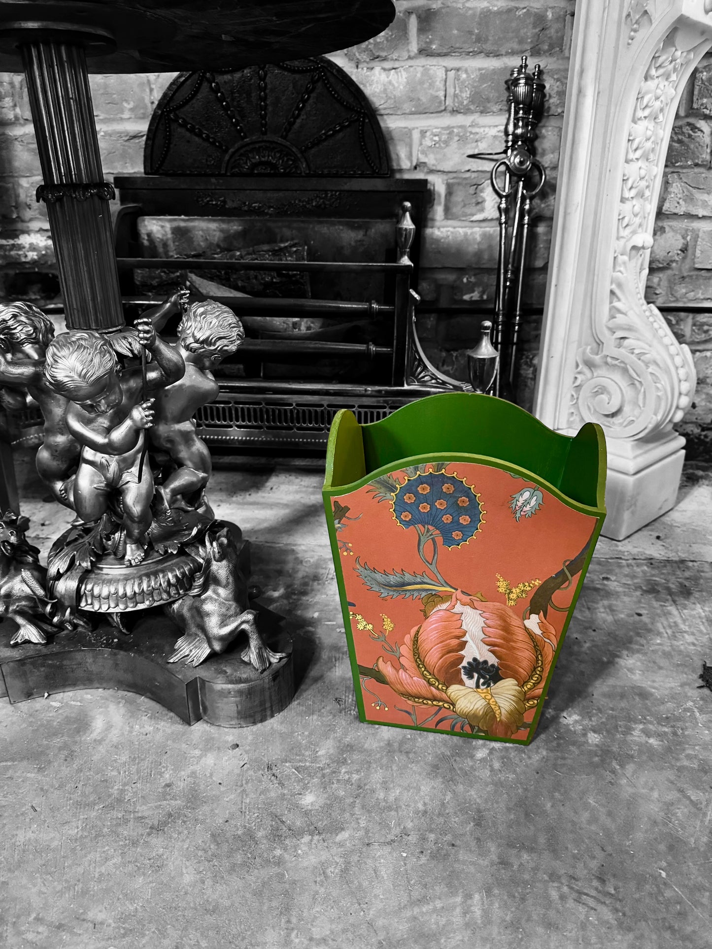 Shoreditch - Matching set - Waste paper bin & square or rectangle tissue box cover - Decoupage in Artemis by House of Hackney in Sienna colourway