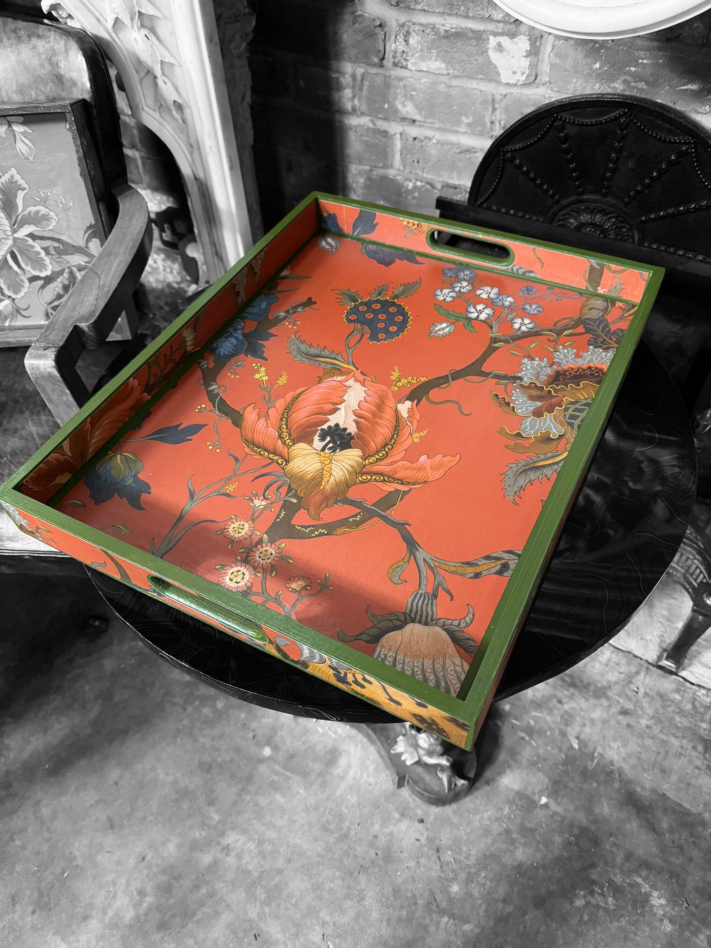 Shoreditch - Ottoman tray available in 4 x sizes - Decoupage in Artemis by Hackney in sienna colourway