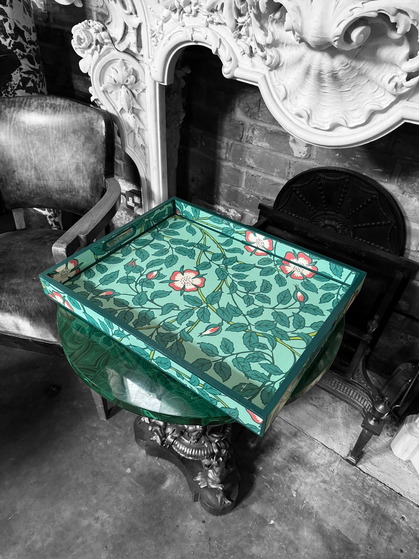 Norfolk - Ottoman tray available in 4 x sizes - Decoupage in Briar Rose by Little Greene