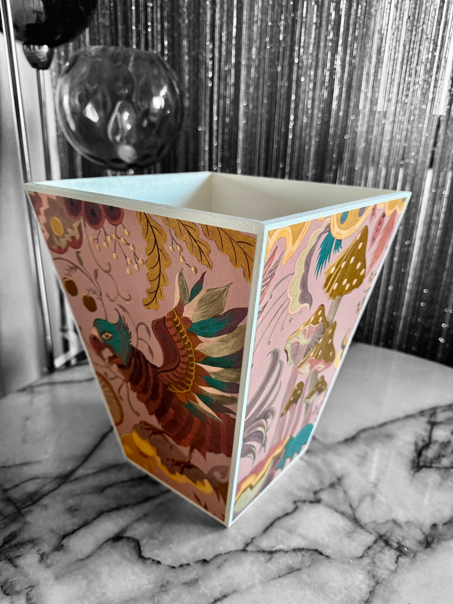 Stoke Newington - Matching set option for square or rectangle tissue box cover - Decoupage in Phantasia by House of Hackney in Tourmaline colourway.