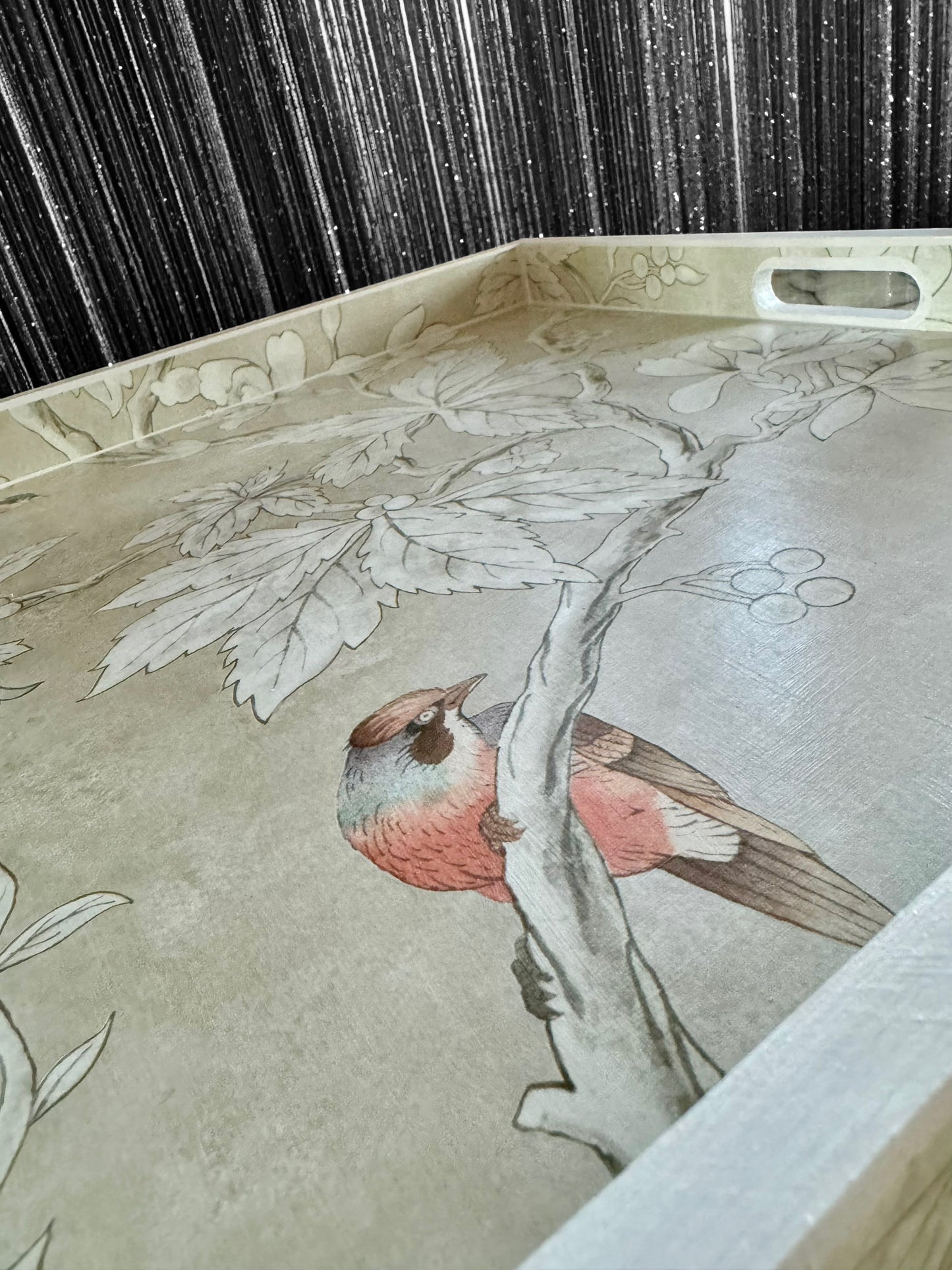 Chiswick - Ottoman tray available in 4 x sizes - Decoupage in Chiswick Grove by Sanderson in gold colourway