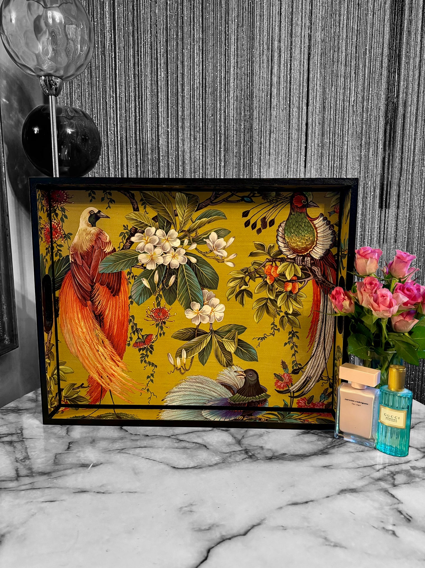 Greenwich - Ottoman tray available in 4 x sizes - Decoupage in Songbird oriental paper in gold colourway