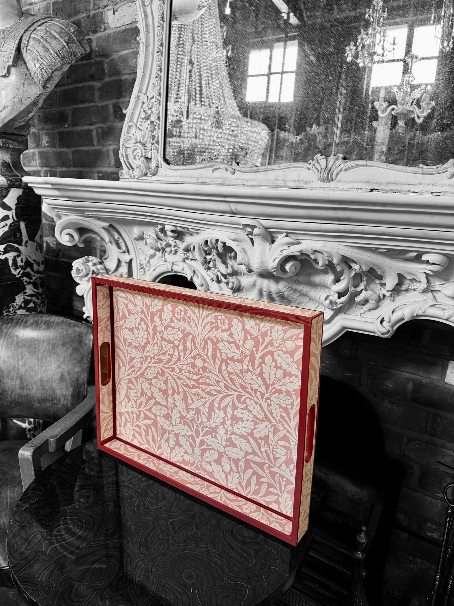 Fitzrovia - Ottoman tray available in 4 x sizes - Decoupage in William Morris Acorn by Morris & Co in blush colourway