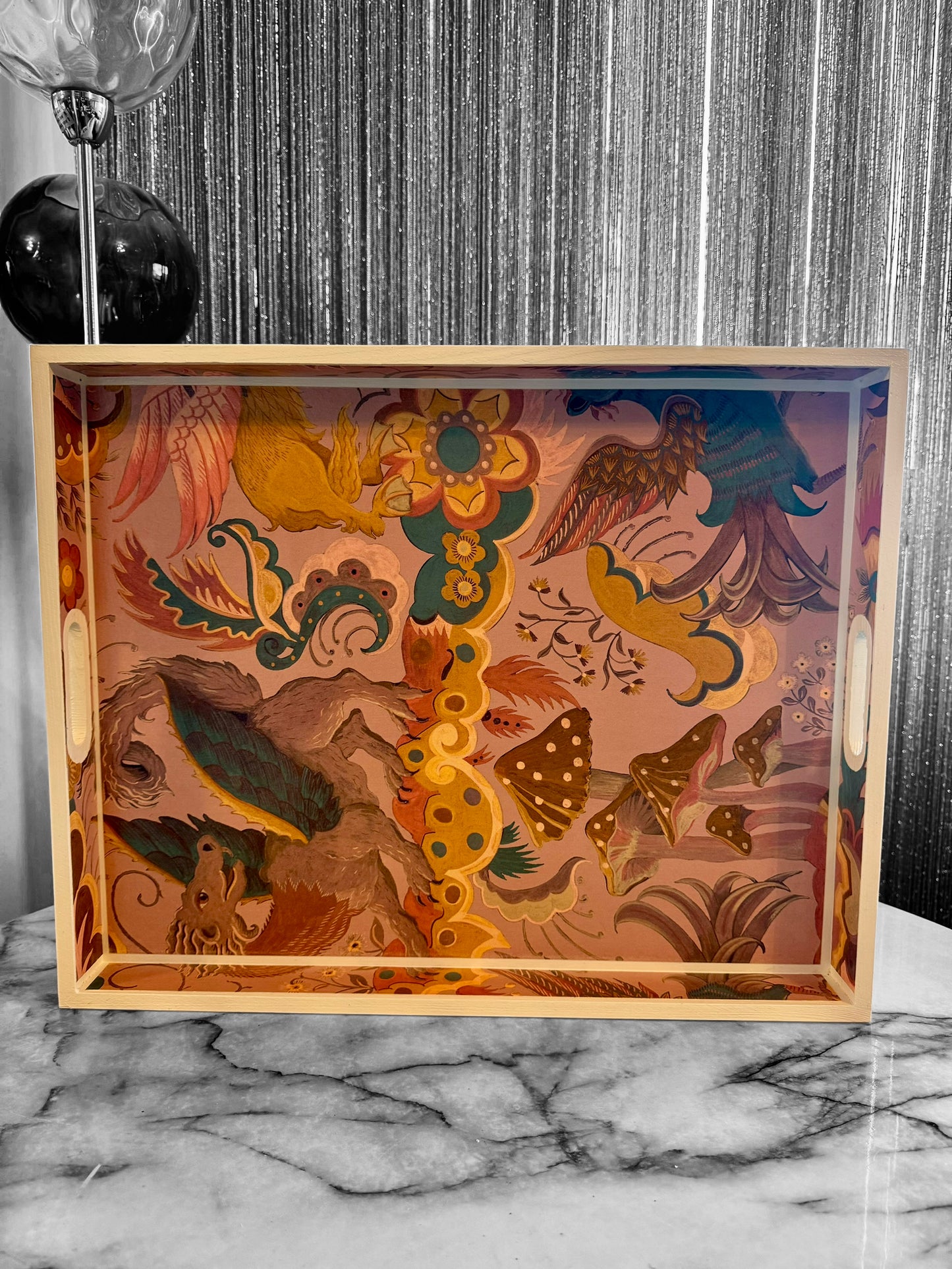 Stoke Newington - Ottoman tray in 4 x sizes - Decoupage in Phantasia by House of Hackney in Tourmaline colourway