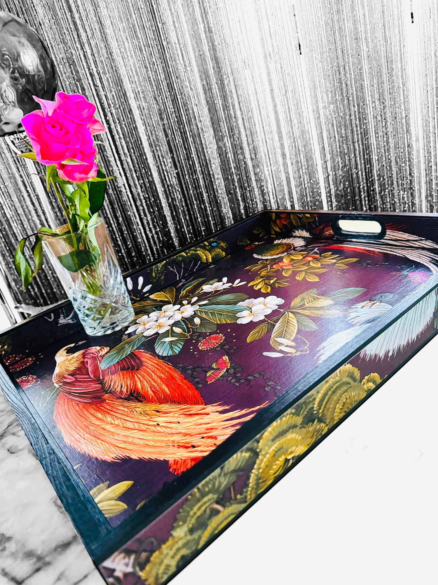 Dulwich - Ottoman tray in 4 x sizes - Decoupage in Songbird oriental in purple colourway