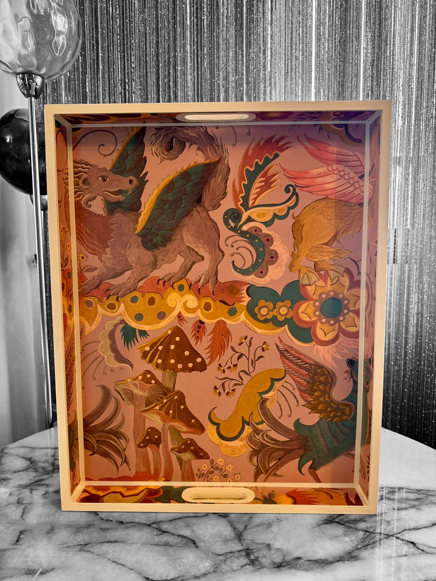 Stoke Newington - Ottoman tray in 4 x sizes - Decoupage in Phantasia by House of Hackney in Tourmaline colourway