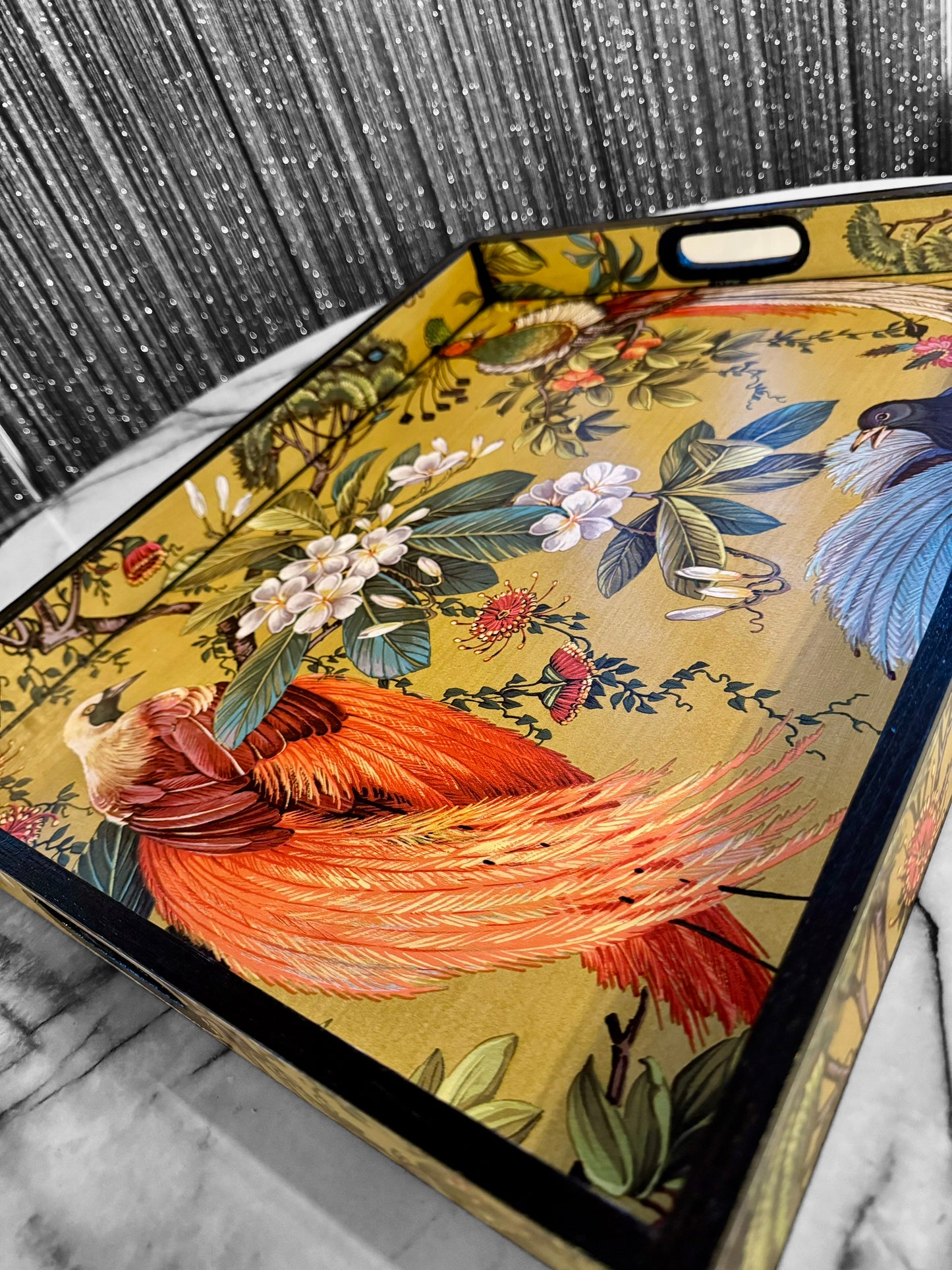 Greenwich - Ottoman tray available in 4 x sizes - Decoupage in Songbird oriental paper in gold colourway