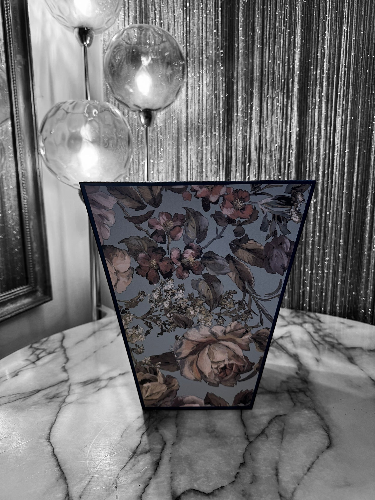 Brighton - Matching set - Waste paper bin & square or rectangle tissue box cover - Decoupage in Designers Guild/Mansur in Eau De Nil colourway