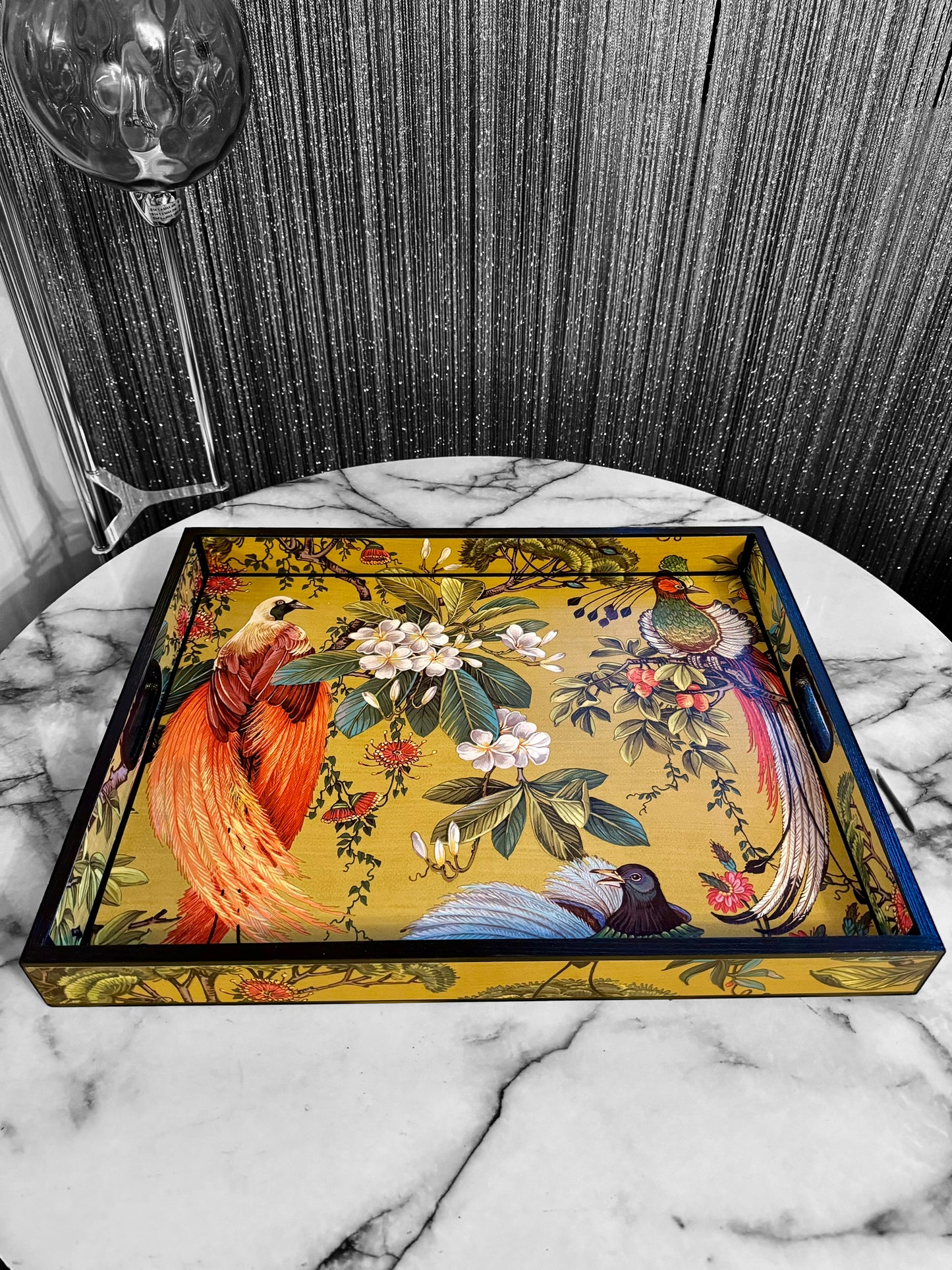 Greenwich - Ottoman tray available in 4 x sizes - Decoupage in Songbird oriental paper in gold colourway