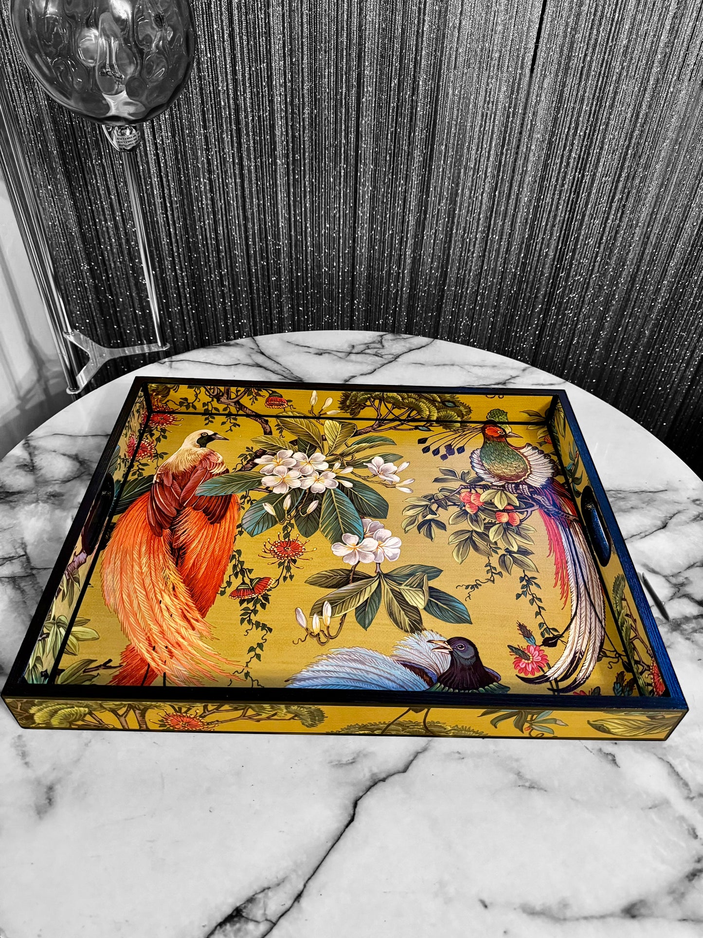Greenwich - Ottoman tray available in 4 x sizes - Decoupage in Songbird oriental paper in gold colourway