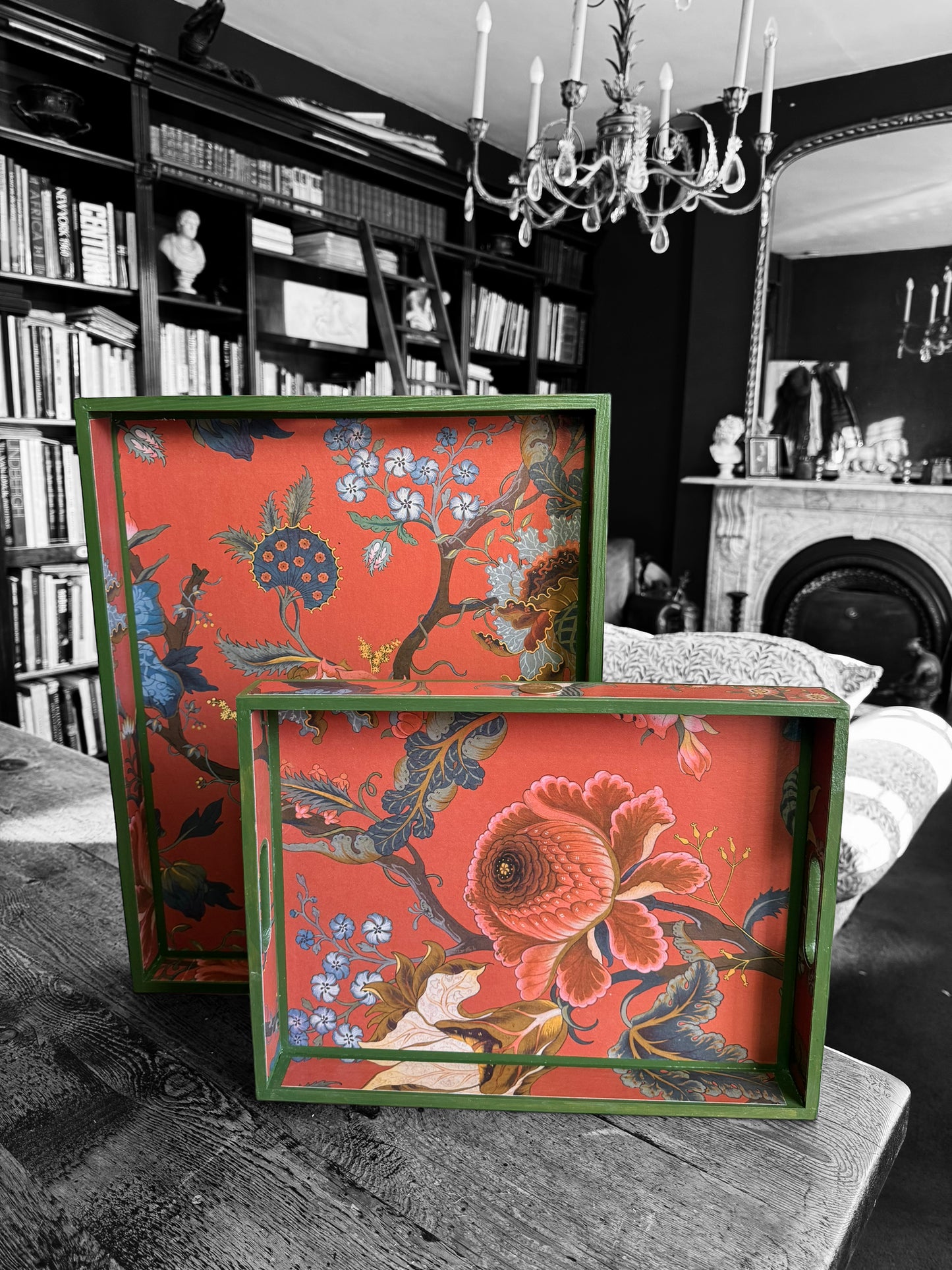 Shoreditch - Ottoman tray available in 4 x sizes - Decoupage in Artemis by Hackney in sienna colourway