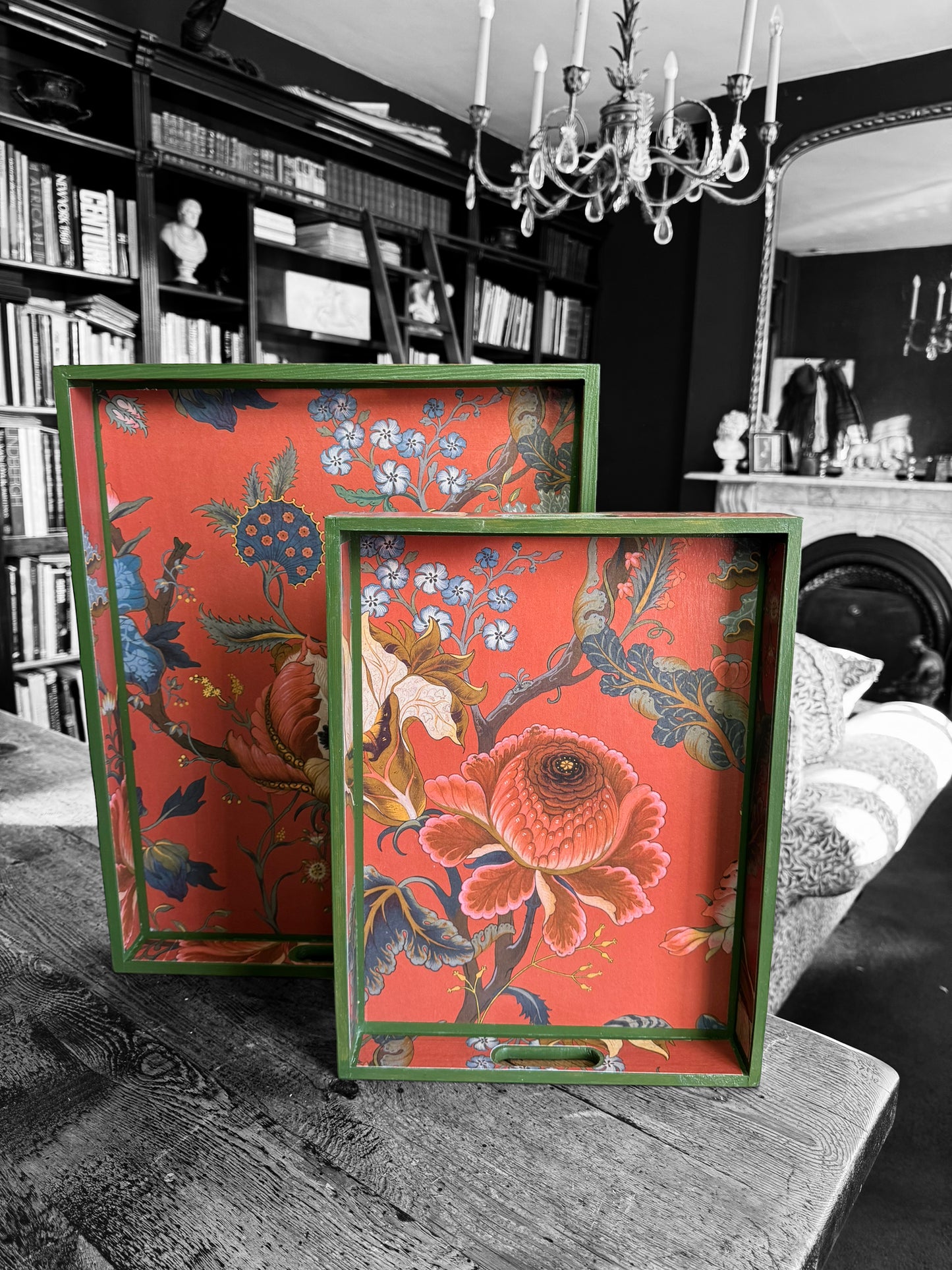 Shoreditch - Ottoman tray available in 4 x sizes - Decoupage in Artemis by Hackney in sienna colourway