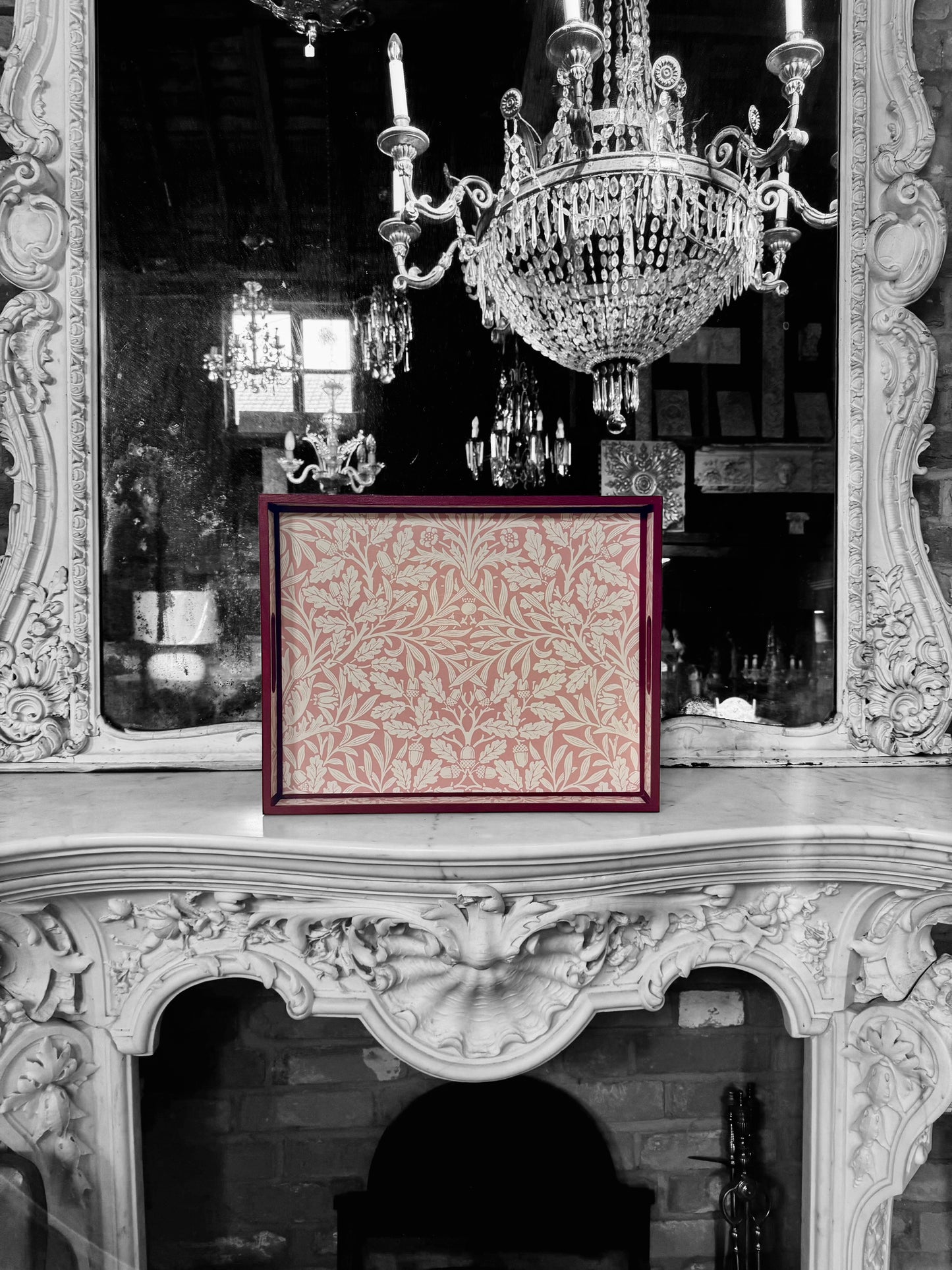 Fitzrovia - Ottoman tray available in 4 x sizes - Decoupage in William Morris Acorn by Morris & Co in blush colourway