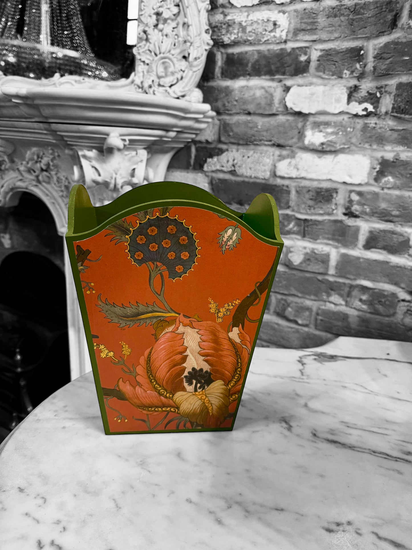 Shoreditch - Matching set - Waste paper bin & square or rectangle tissue box cover - Decoupage in Artemis by House of Hackney in Sienna colourway