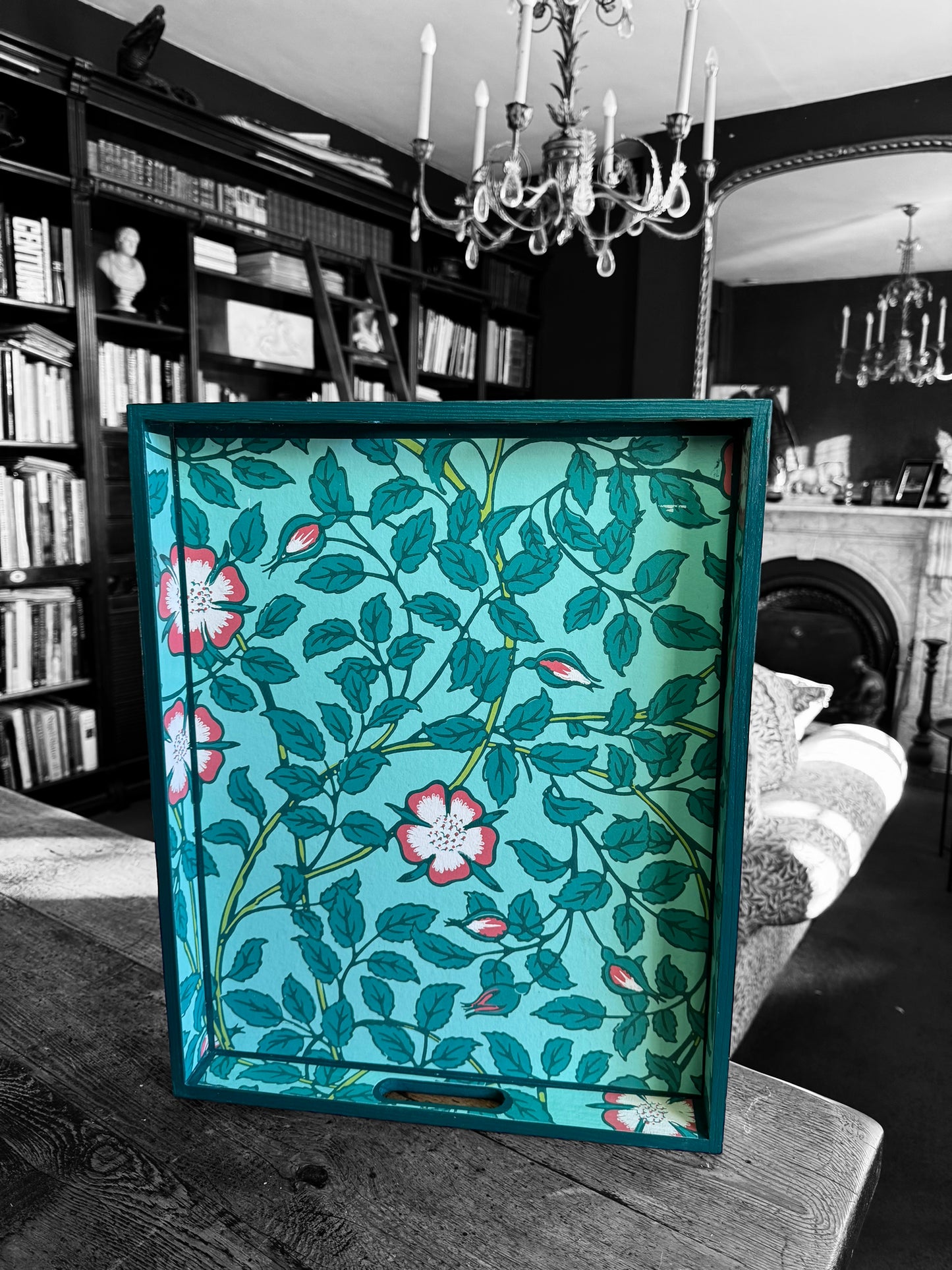 Norfolk - Ottoman tray available in 4 x sizes - Decoupage in Briar Rose by Little Greene