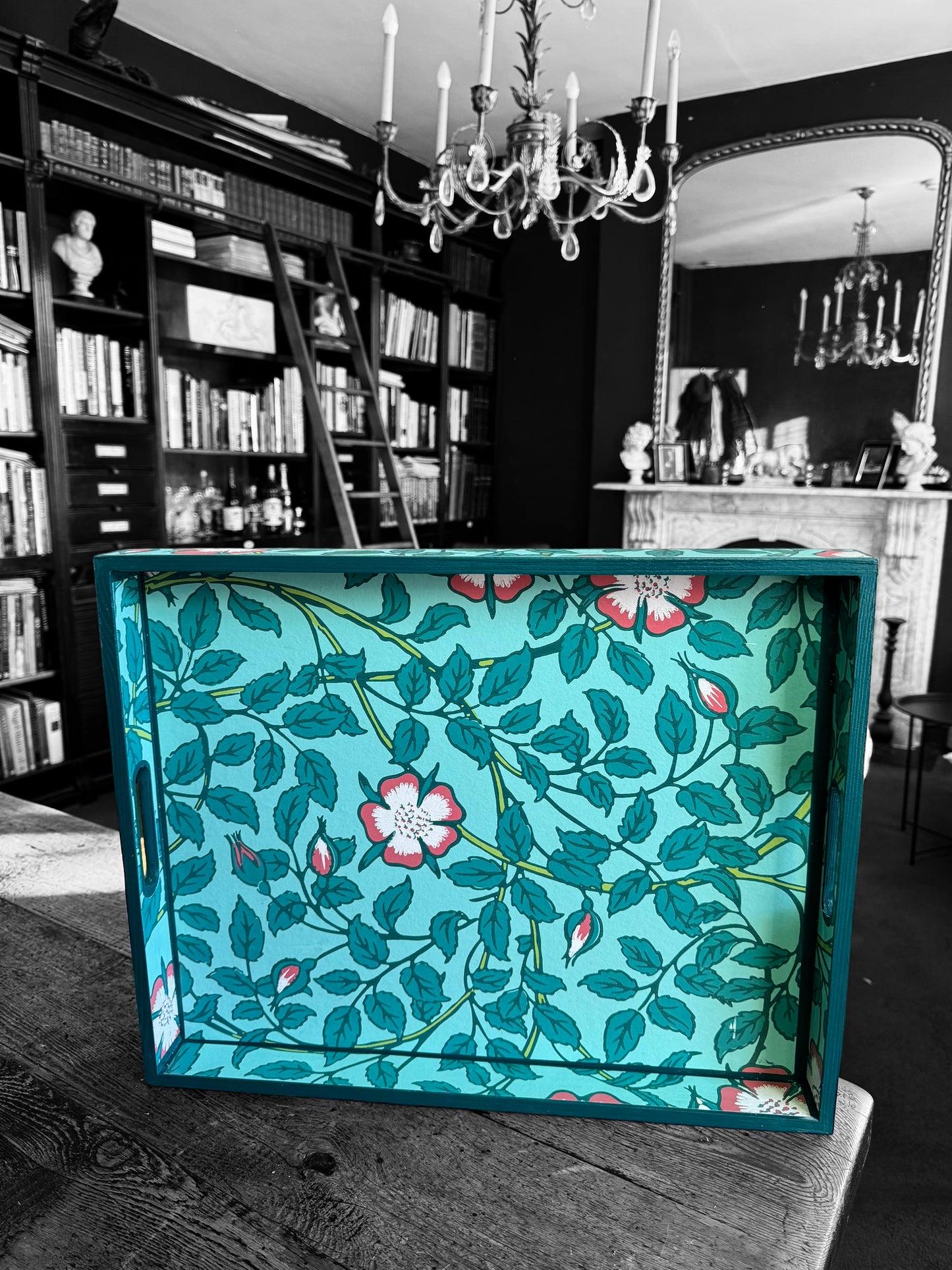 Norfolk - Ottoman tray available in 4 x sizes - Decoupage in Briar Rose by Little Greene