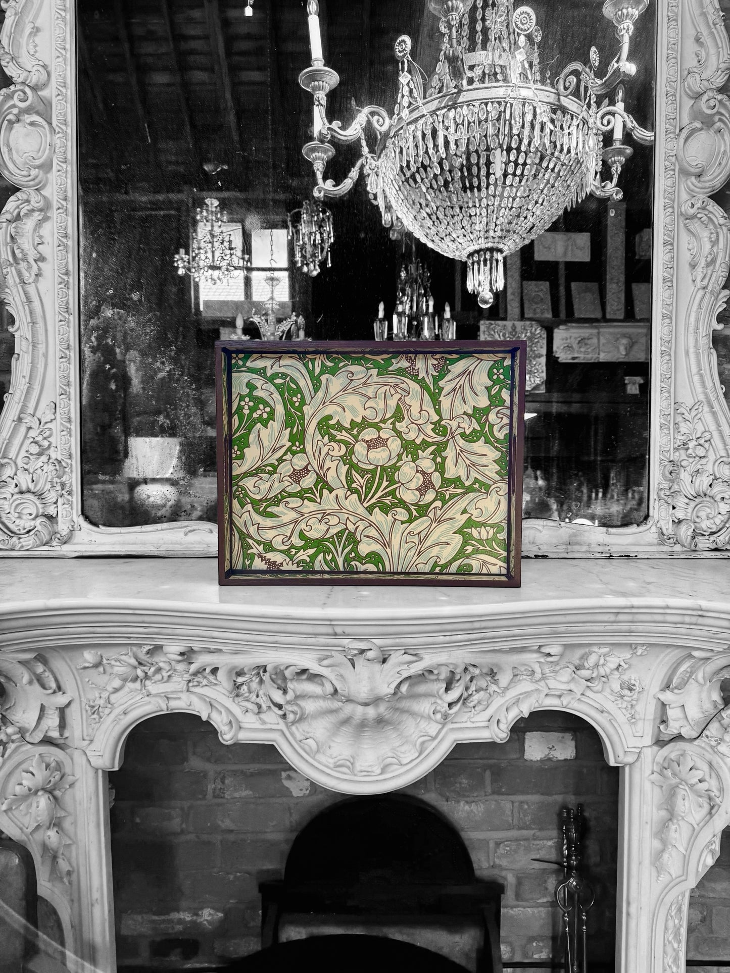 William Morris Batchelor's Button leaf coffee table tray,cocktail tray,ottoman tray . Crafted by Beatrice Bloom London in 5 x sizes EID gift