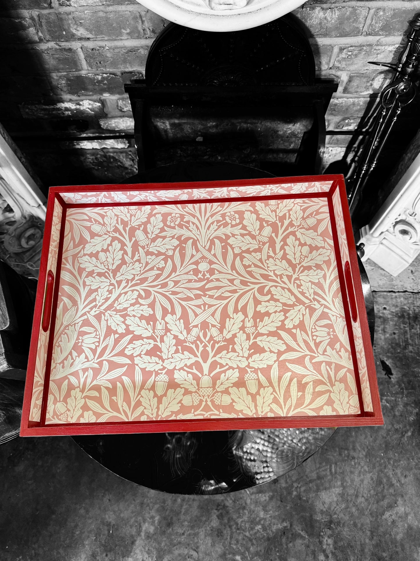 Fitzrovia - Ottoman tray available in 4 x sizes - Decoupage in William Morris Acorn by Morris & Co in blush colourway