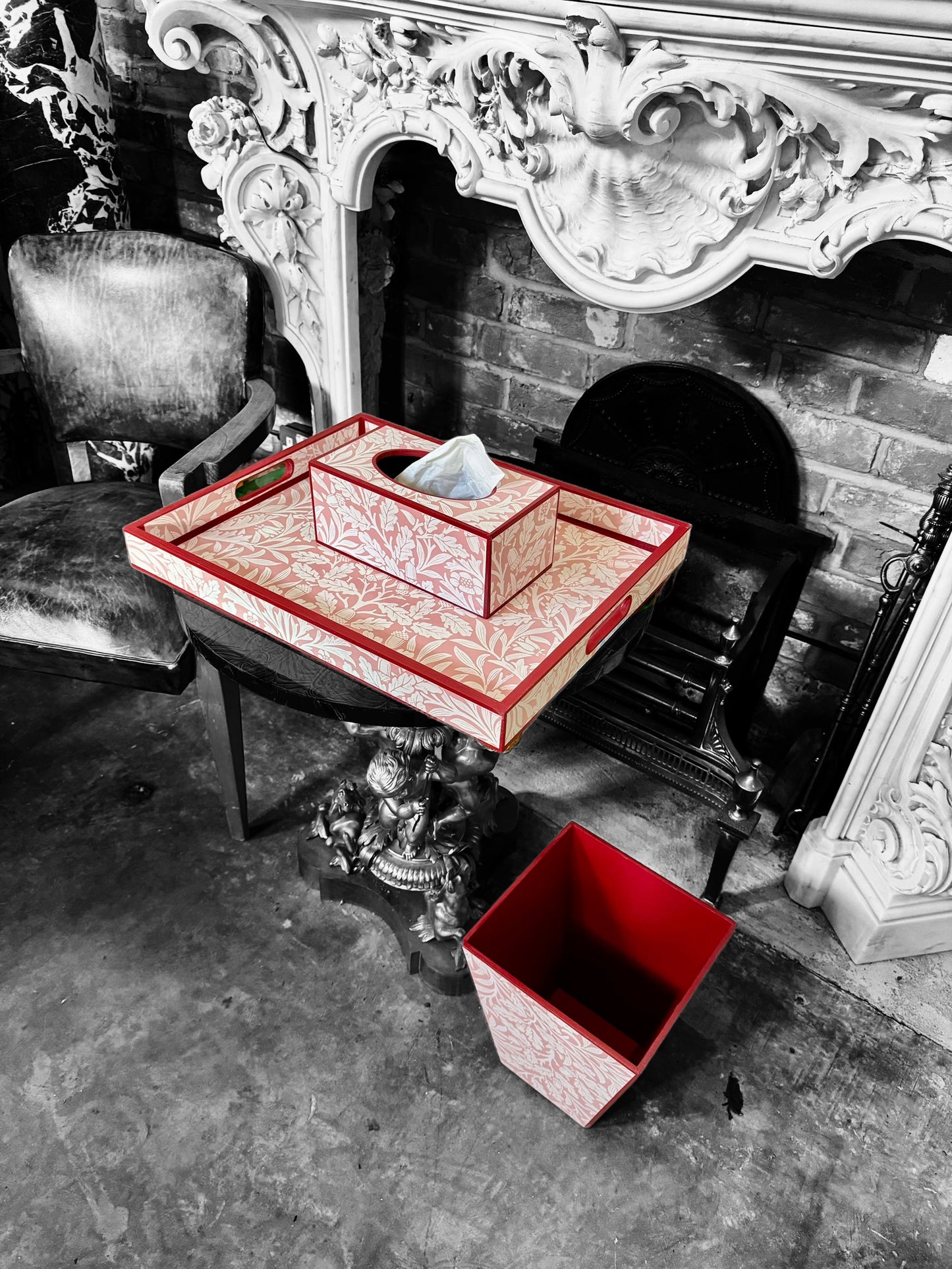 Fitzrovia - Ottoman tray available in 4 x sizes - Decoupage in William Morris Acorn by Morris & Co in blush colourway