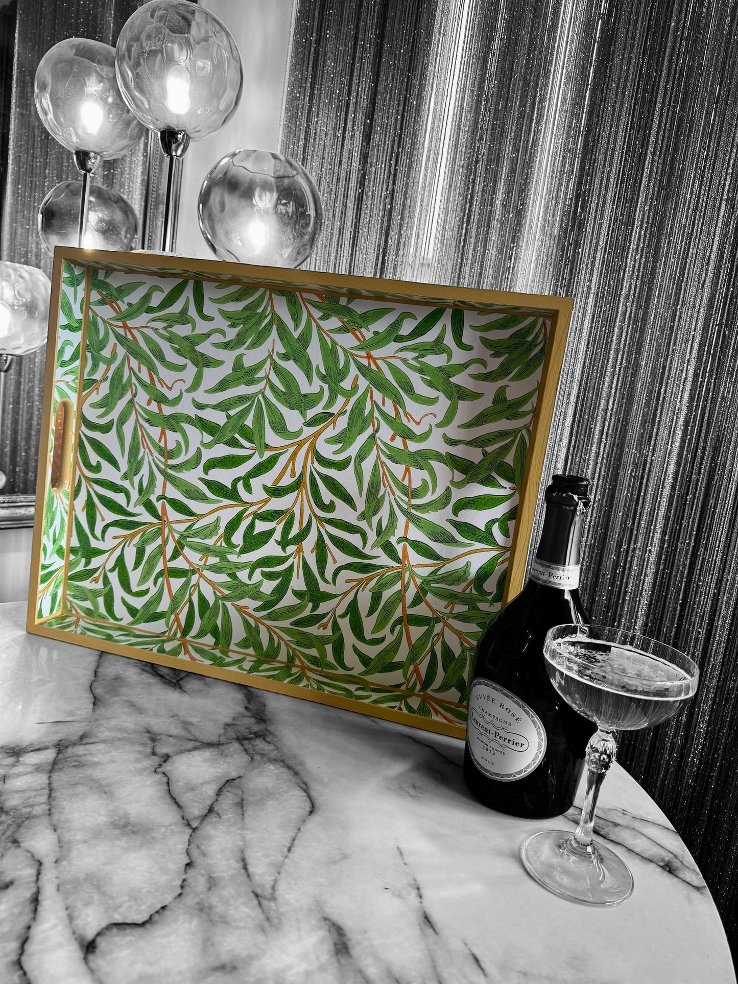 Broadstairs - Ottoman tray available in 4 x sizes - Decoupage in William Morris Willow Boughs by Morris & Co in spring colourway