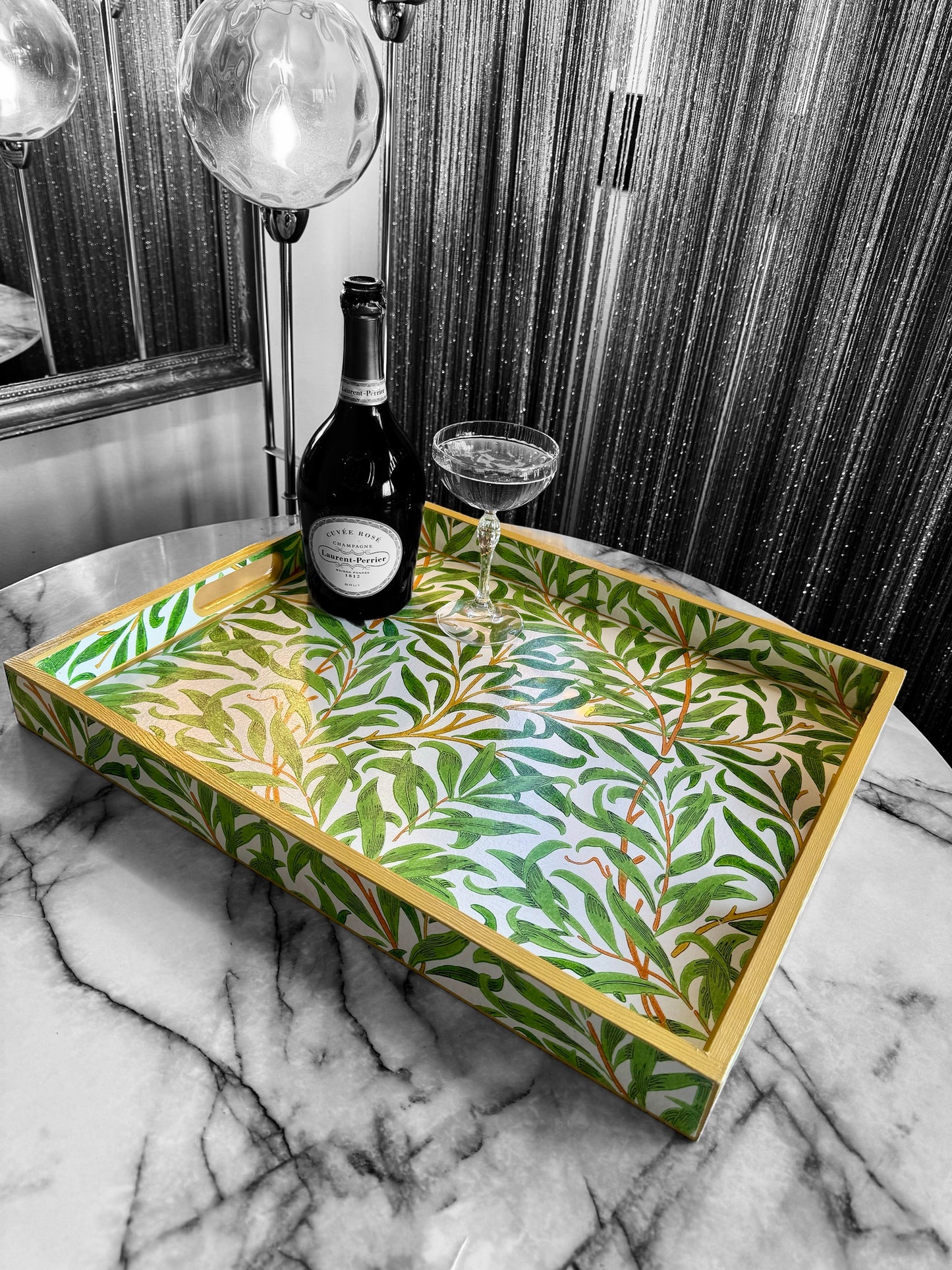 Broadstairs - Ottoman tray available in 4 x sizes - Decoupage in William Morris Willow Boughs by Morris & Co in spring colourway