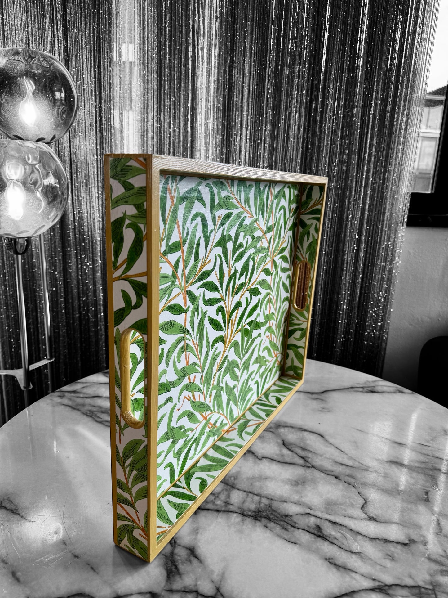 Broadstairs - Ottoman tray available in 4 x sizes - Decoupage in William Morris Willow Boughs by Morris & Co in spring colourway