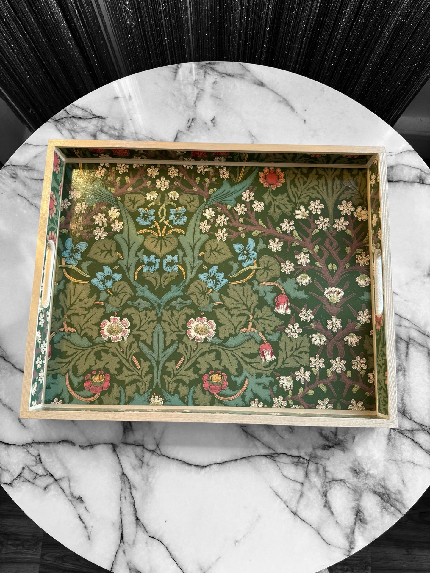 Marylebone - Ottoman tray available in 4 x sizes - Decoupage in William Morris Blackthorn in archive colourway