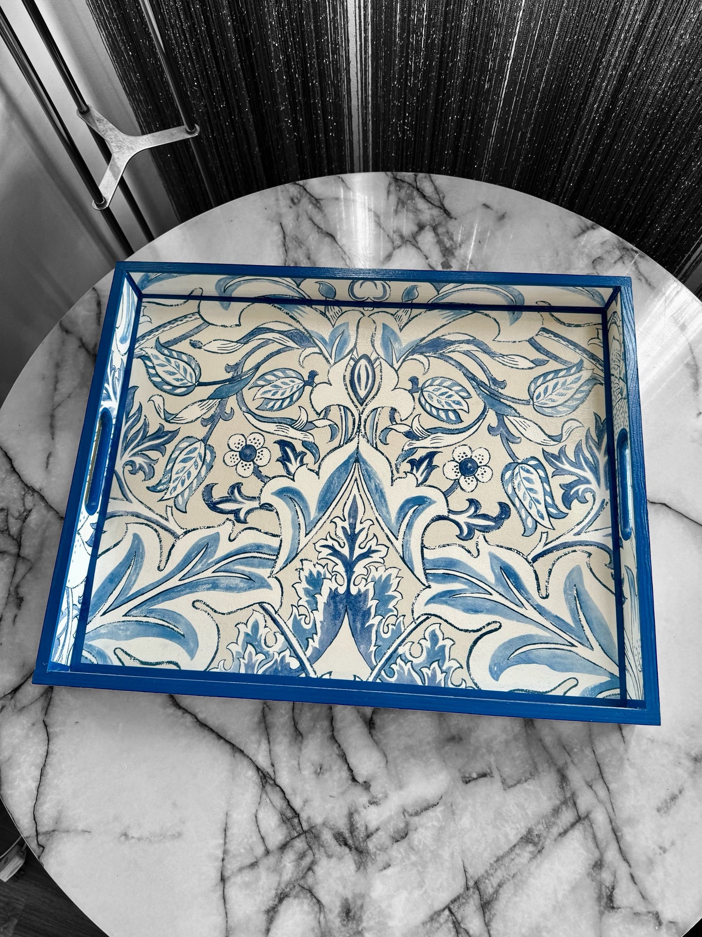 Fulham - Ottoman tray available in 4 x sizes - Decoupage in William Morris Simply Severne Morris & Co in woad colourway