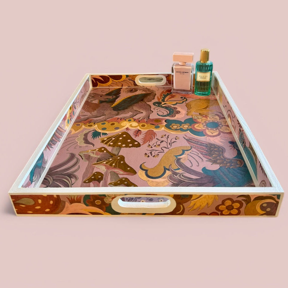 Stoke Newington - Ottoman tray in 4 x sizes - Decoupage in Phantasia by House of Hackney in Tourmaline colourway