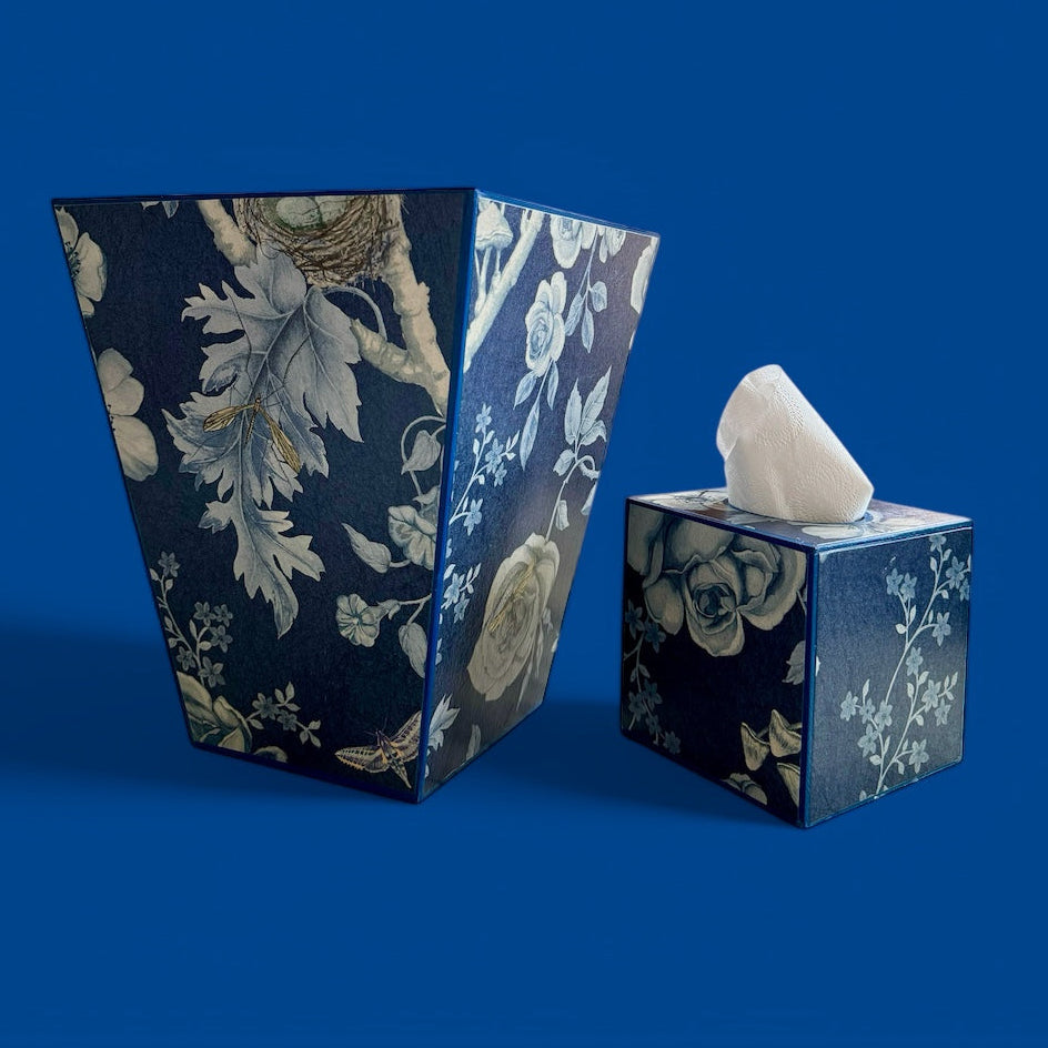 Esher - Matching set option for square or rectangle tissue box cover - Decoupage in Tansy Bloom by Giles Deacon atlantis colourway