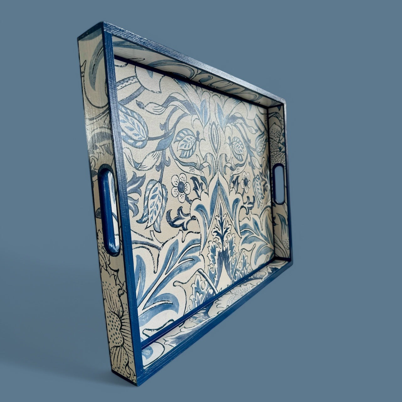 Fulham - Ottoman tray available in 4 x sizes - Decoupage in William Morris Simply Severne Morris & Co in woad colourway