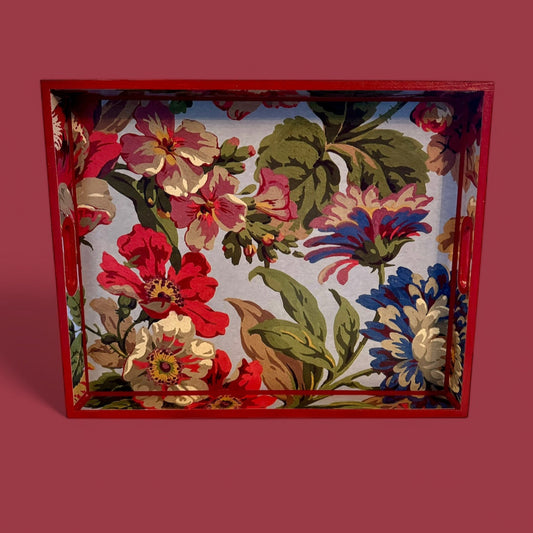 Eaton - Ottoman tray available in 4 x sizes - Decoupage in Florescence by House of Hackney in azure colourway