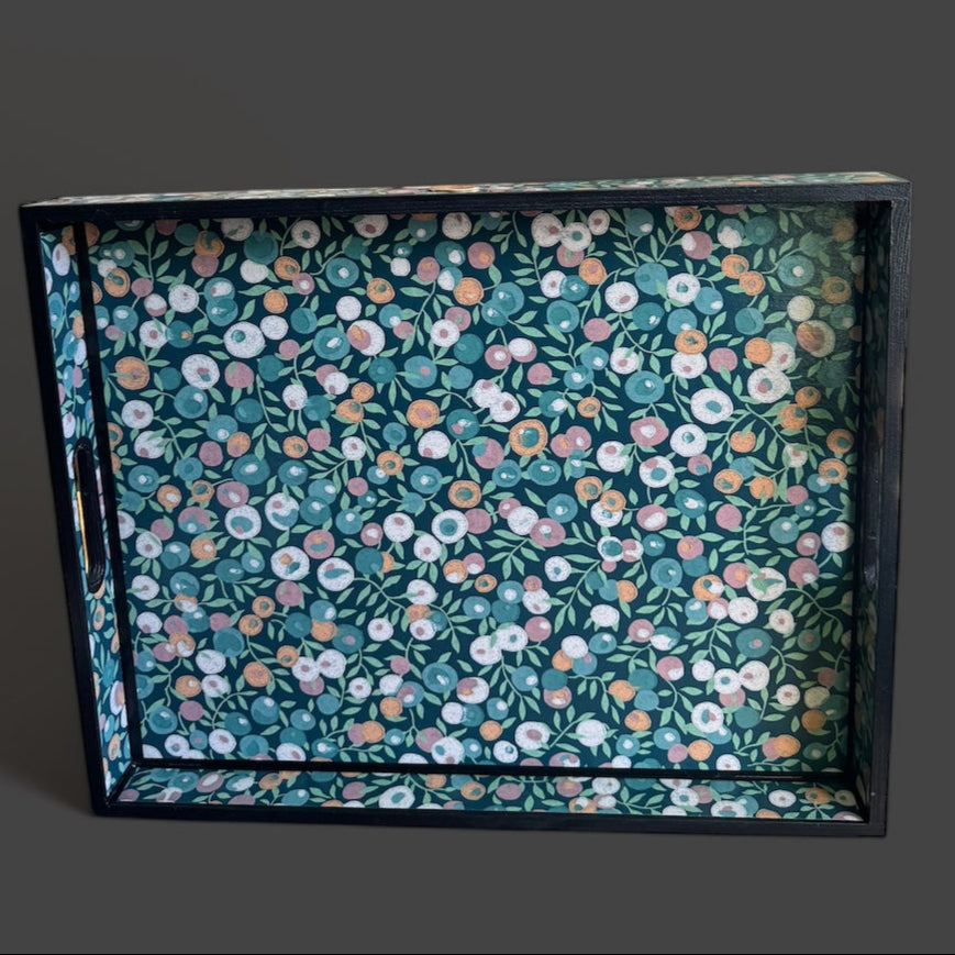 Carnaby - Ottoman tray available in 4 x sizes - Decoupage in Wiltshire Print by Liberty of London in lechen colourway