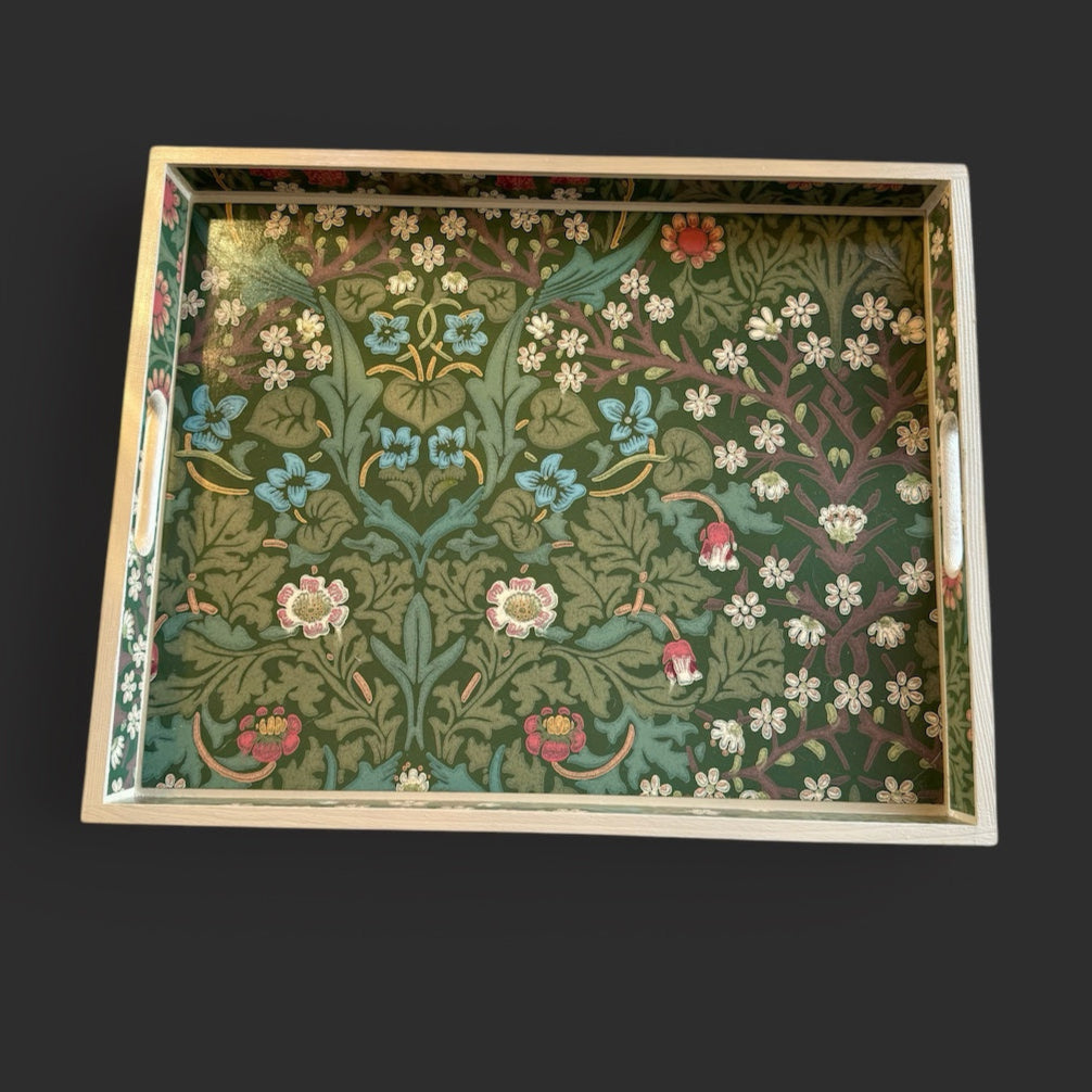 Marylebone - Ottoman tray available in 4 x sizes - Decoupage in William Morris Blackthorn in archive colourway