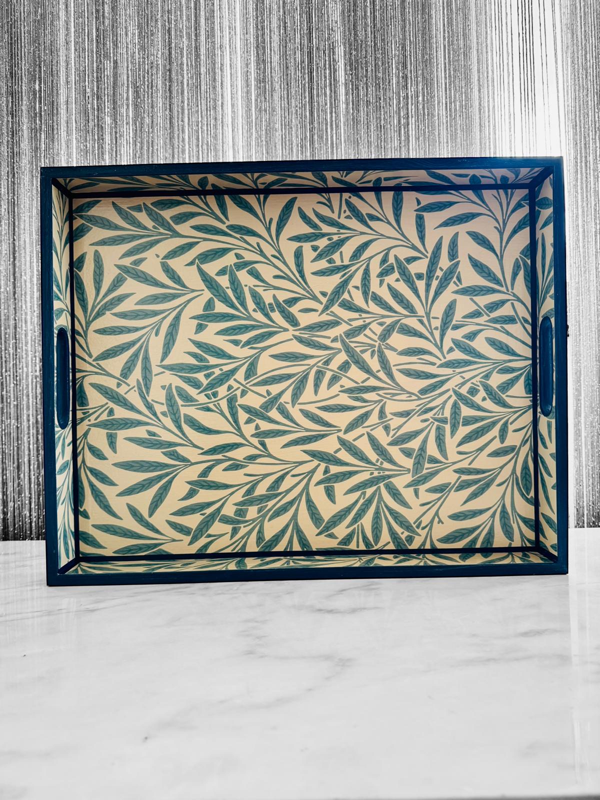 Primrose Hill - Ottoman tray available in 4 x sizes - Decoupage in Willow by Morris & Co in Slate colour way