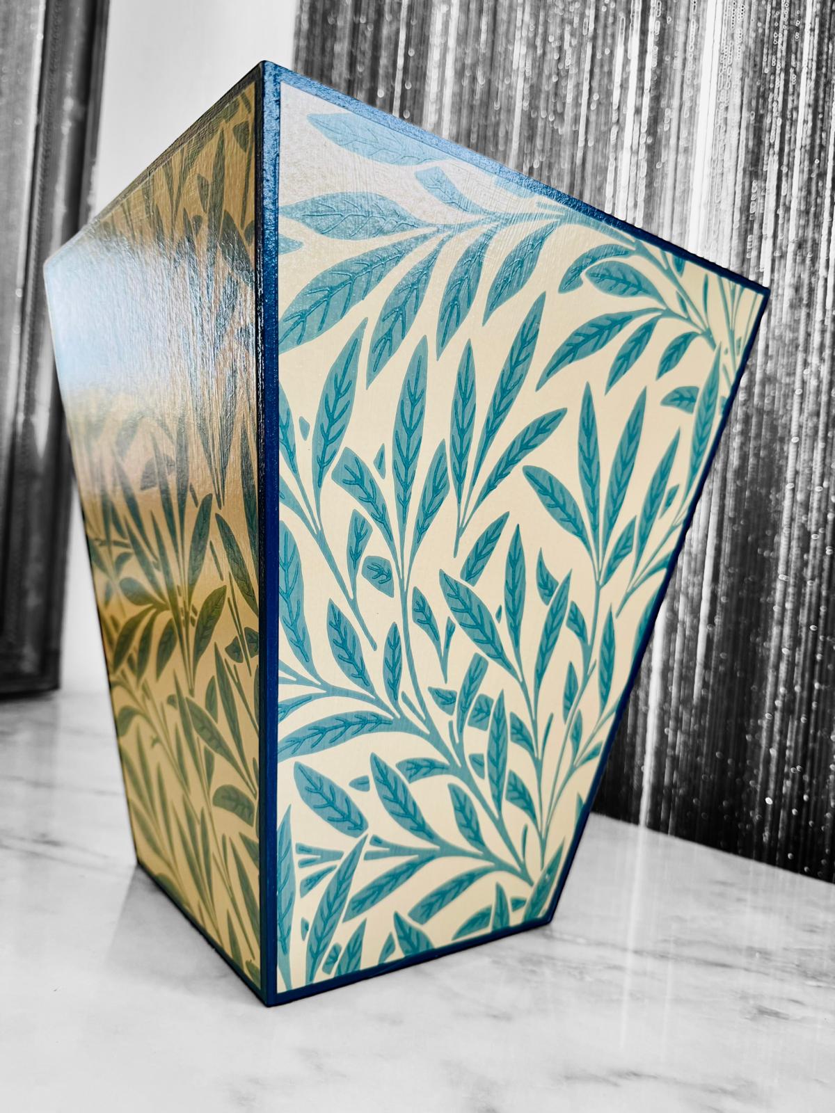 Primrose Hill - Waste paper bin and square or rectangle tissue box cover - Decoupage in Willow by Morris & Co in Slate colour way