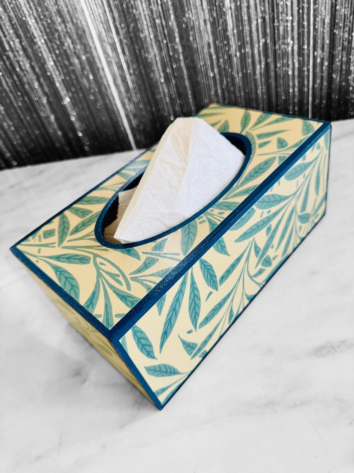 Primrose Hill - Waste paper bin and square or rectangle tissue box cover - Decoupage in Willow by Morris & Co in Slate colour way