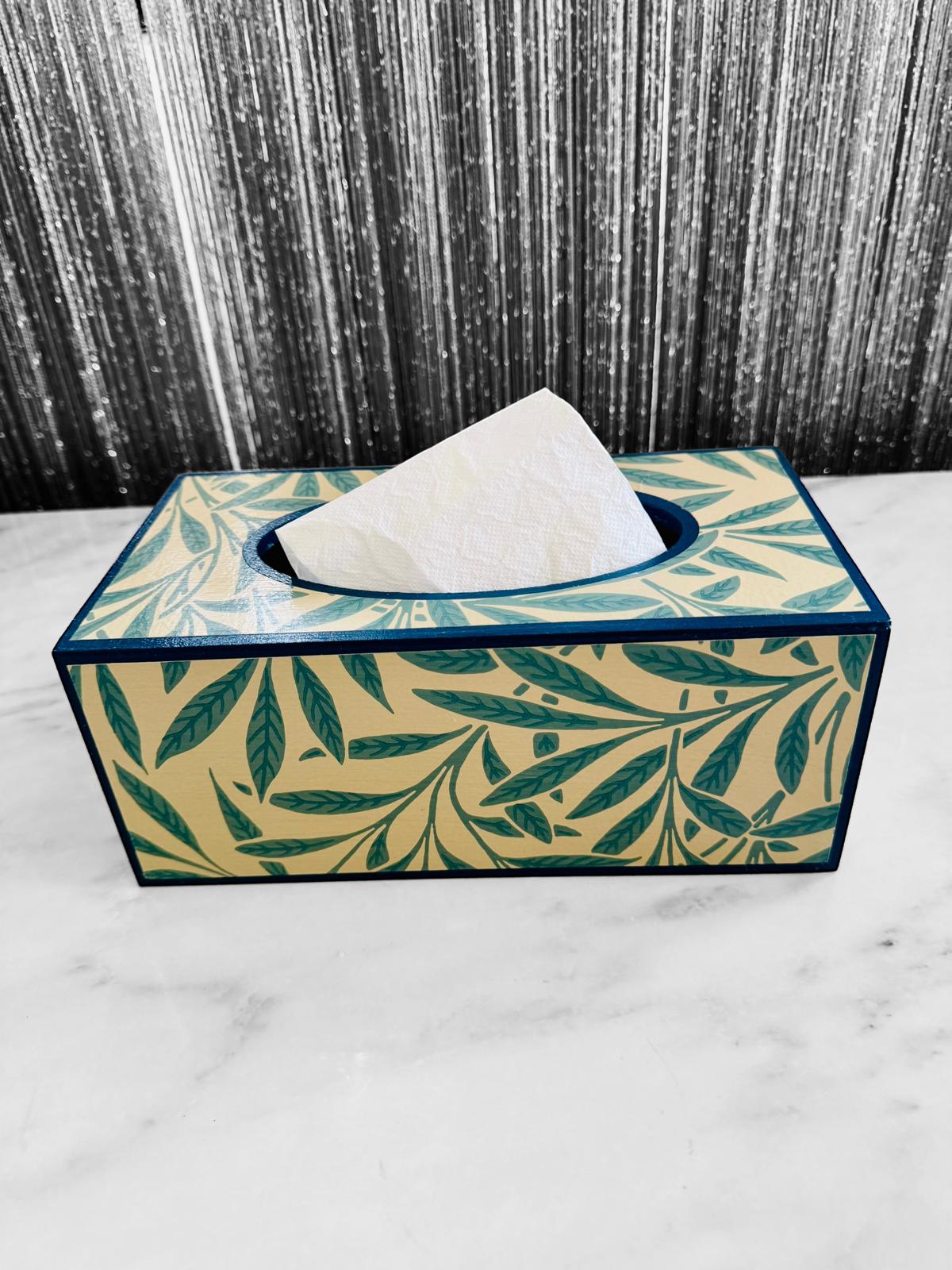 Primrose Hill - Waste paper bin and square or rectangle tissue box cover - Decoupage in Willow by Morris & Co in Slate colour way
