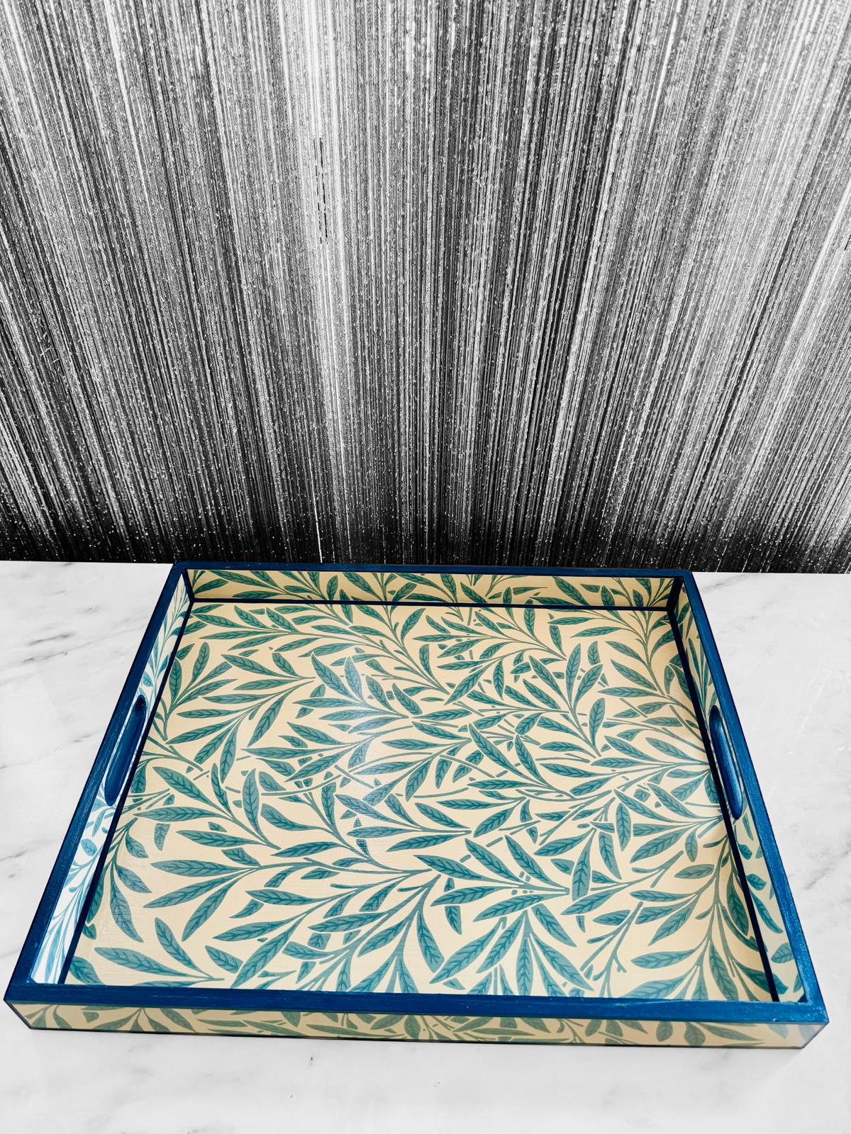 Primrose Hill - Ottoman tray available in 4 x sizes - Decoupage in Willow by Morris & Co in Slate colour way