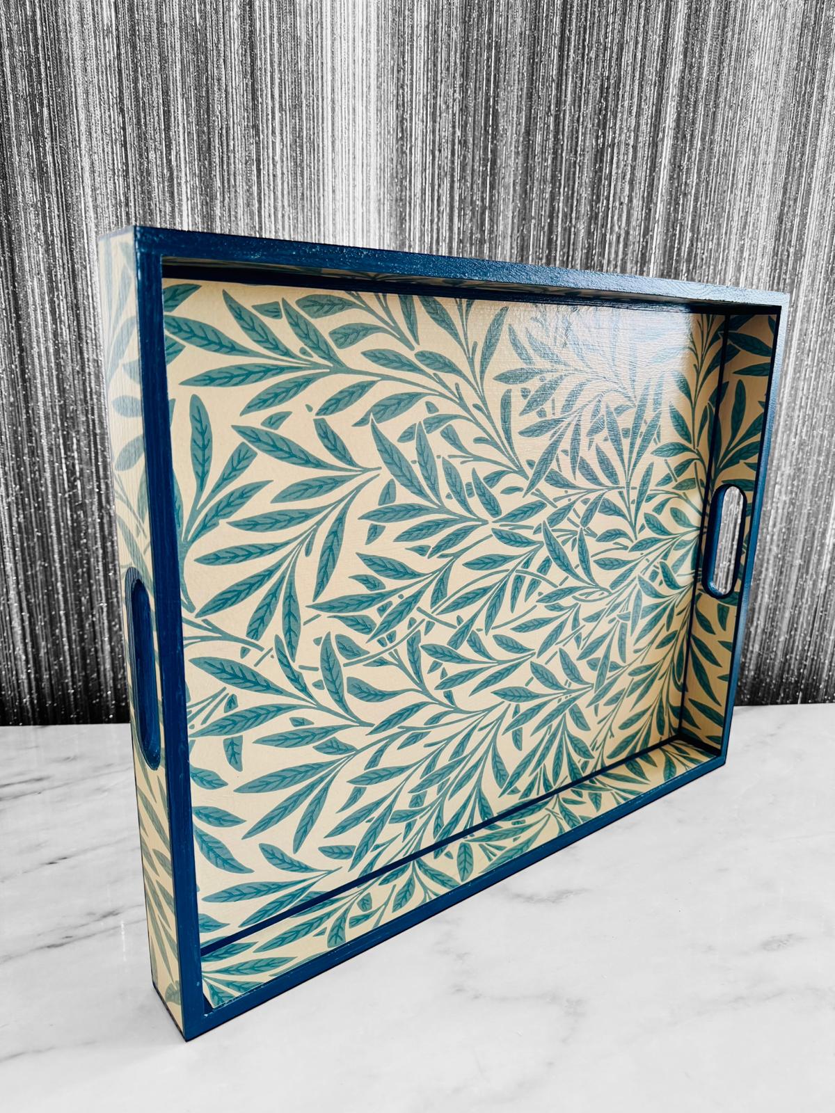 Primrose Hill - Ottoman tray available in 4 x sizes - Decoupage in Willow by Morris & Co in Slate colour way