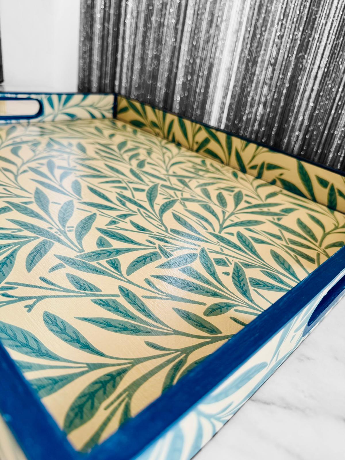 Primrose Hill - Ottoman tray available in 4 x sizes - Decoupage in Willow by Morris & Co in Slate colour way