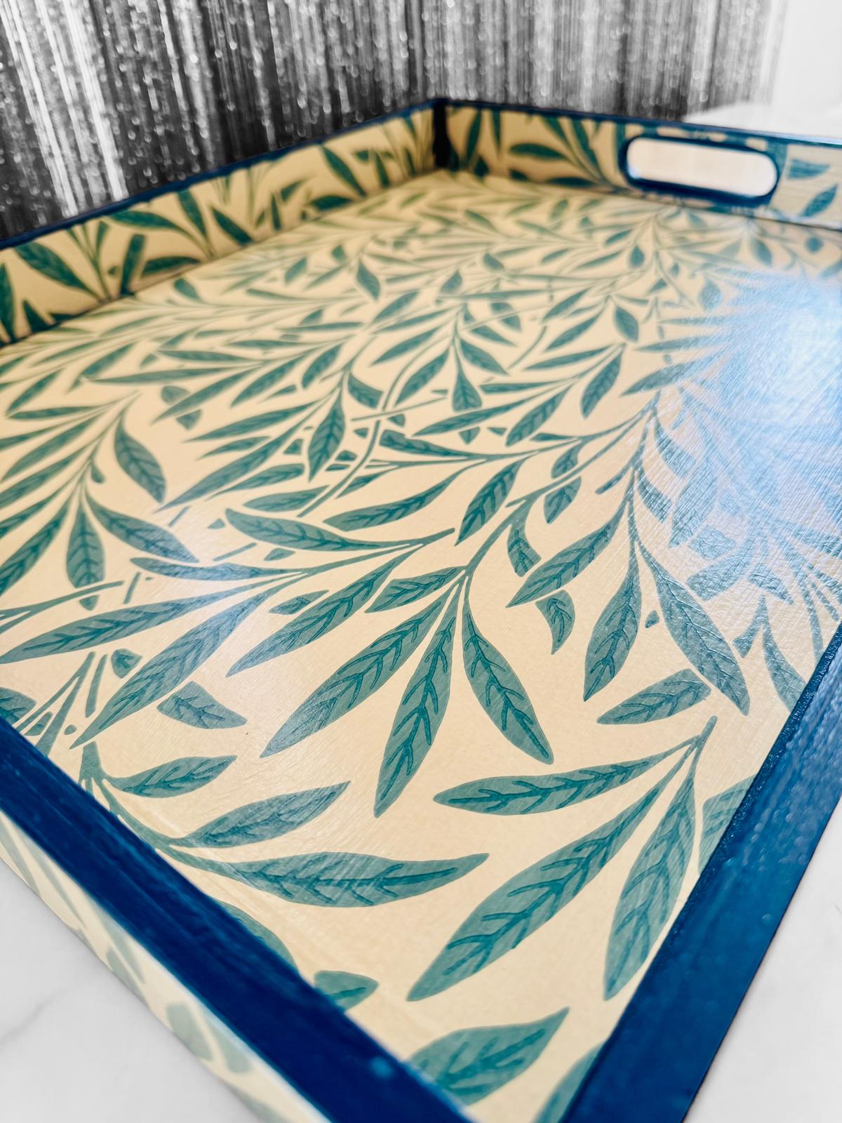Primrose Hill - Ottoman tray available in 4 x sizes - Decoupage in Willow by Morris & Co in Slate colour way