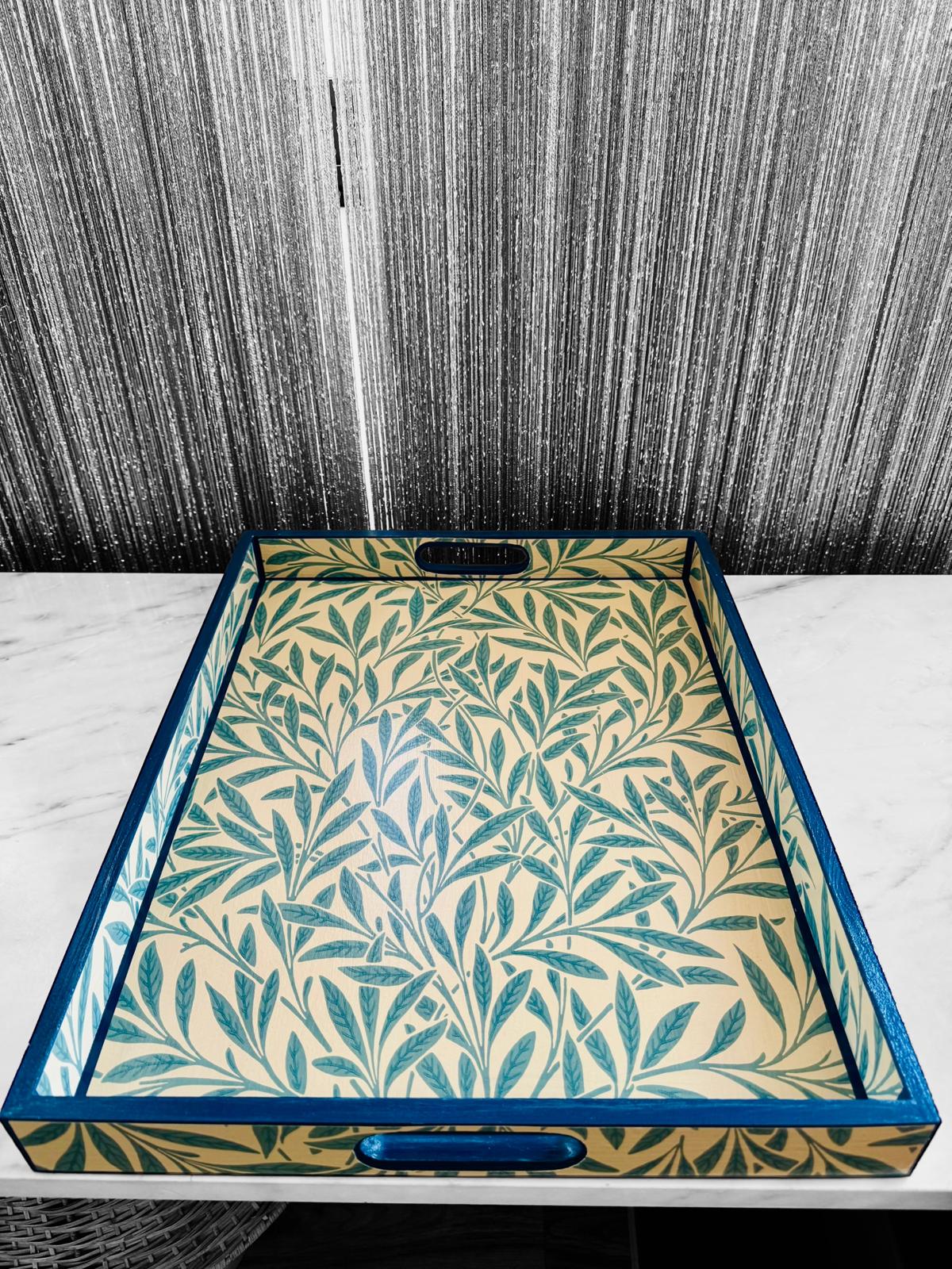 Primrose Hill - Ottoman tray available in 4 x sizes - Decoupage in Willow by Morris & Co in Slate colour way