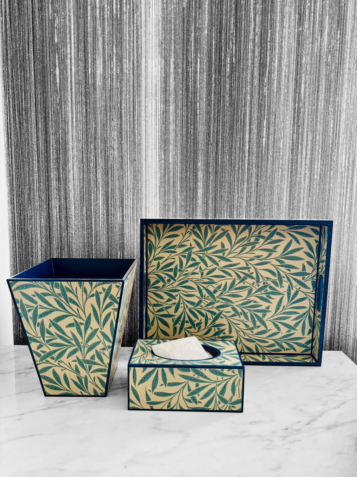 Primrose Hill - Ottoman tray available in 4 x sizes - Decoupage in Willow by Morris & Co in Slate colour way