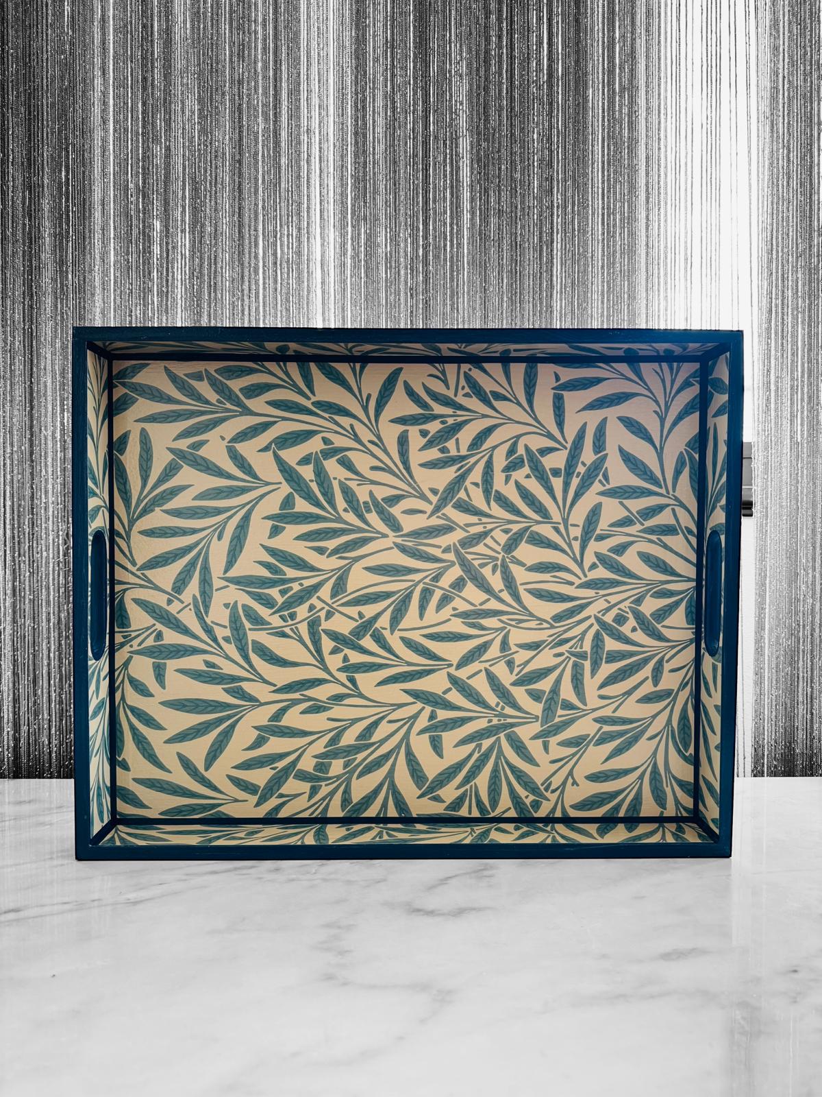 Primrose Hill - Ottoman tray available in 4 x sizes - Decoupage in Willow by Morris & Co in Slate colour way