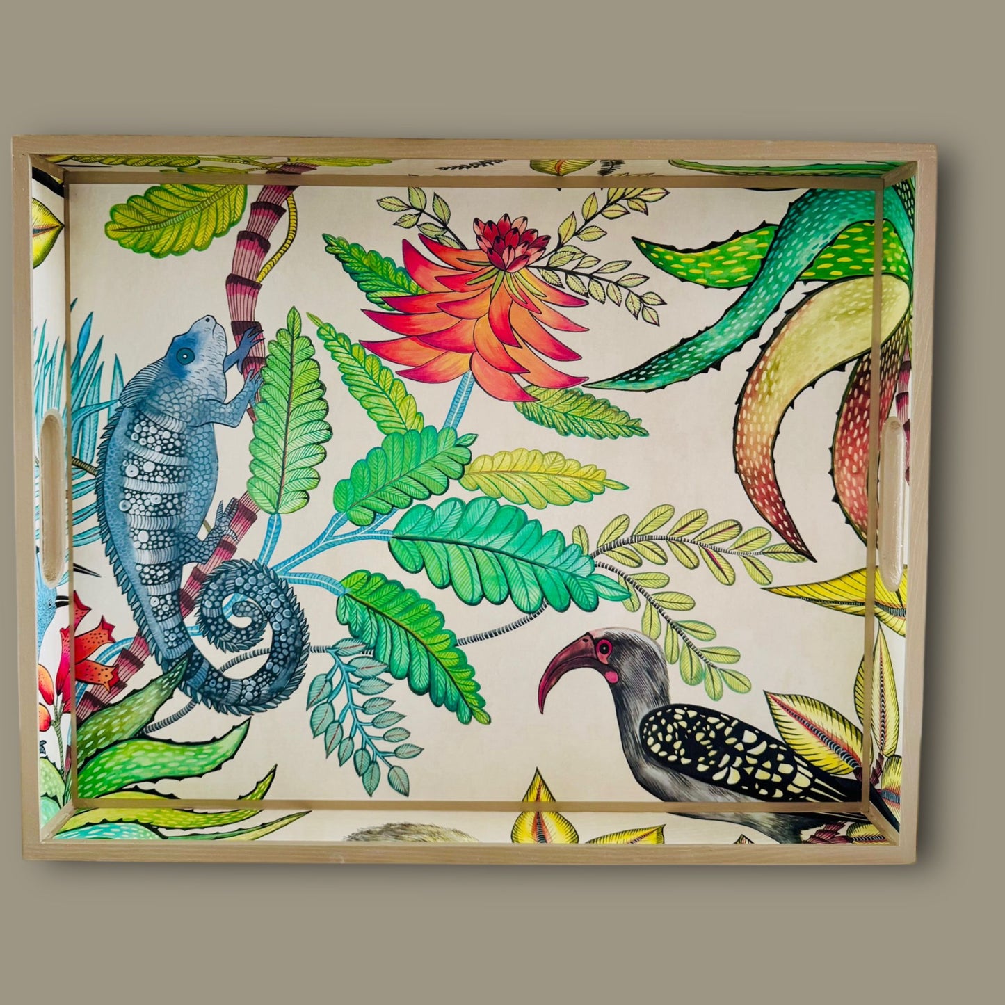 Margate - Ottoman tray available in 4 x sizes - Decoupage in Savuti by Cole & Con in cream colour way